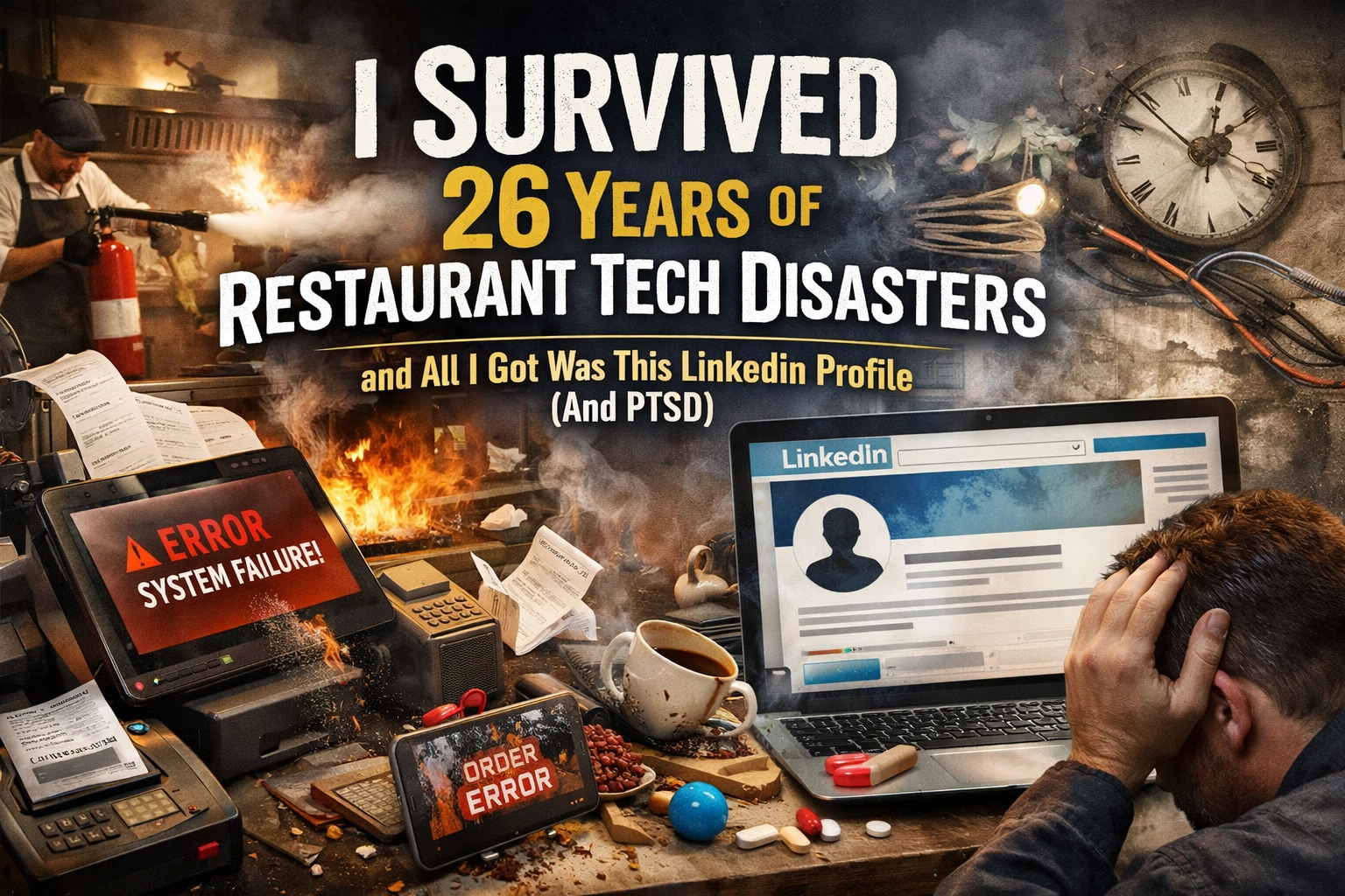 Hero Image: I Survived 26 Years of Restaurant Tech Disasters and All I Got Was This LinkedIn Profile (And PTSD)