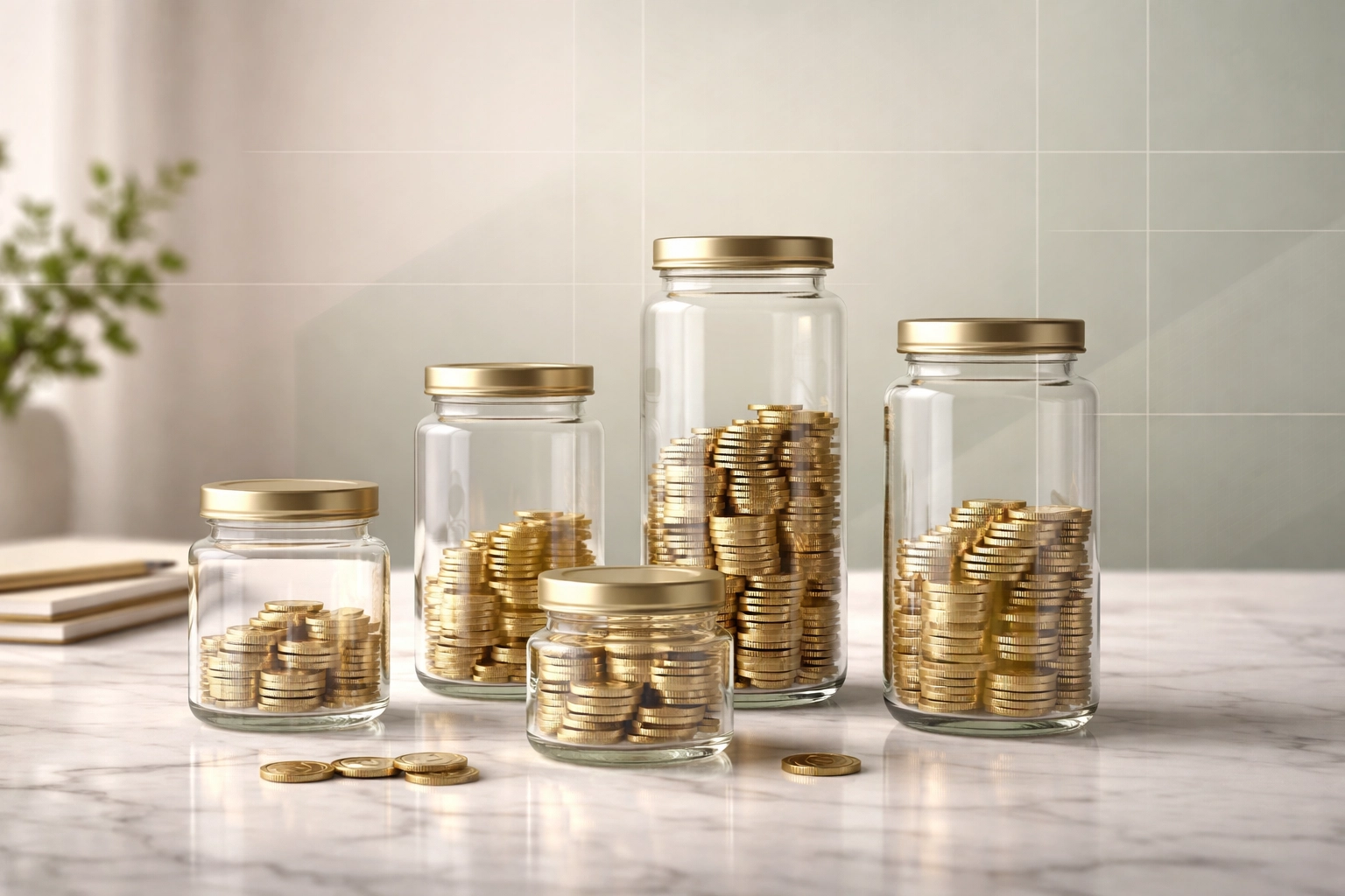 Glass jars with coins illustrate managing passive income streams and strategic financial allocation