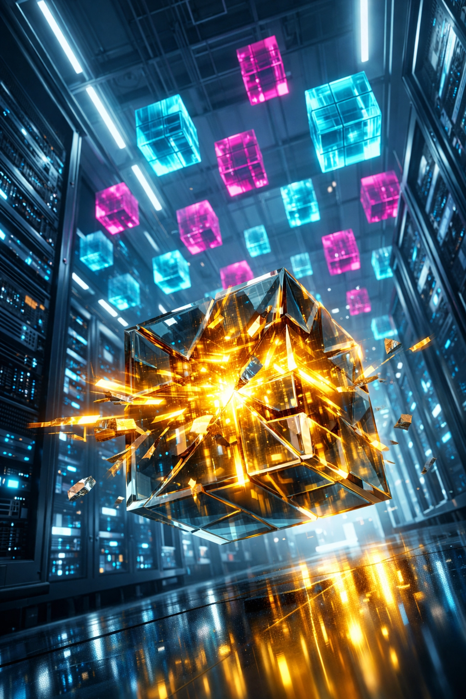 Gefahr durch Prompt Injection in den digitalen Datenstrukturen einer Unternehmens-KI.