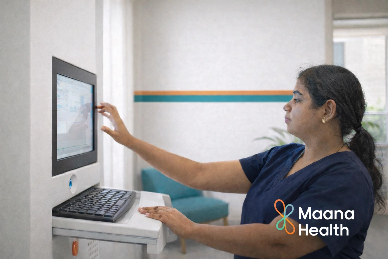 Maana Health doctor operating an advanced diagnostic device