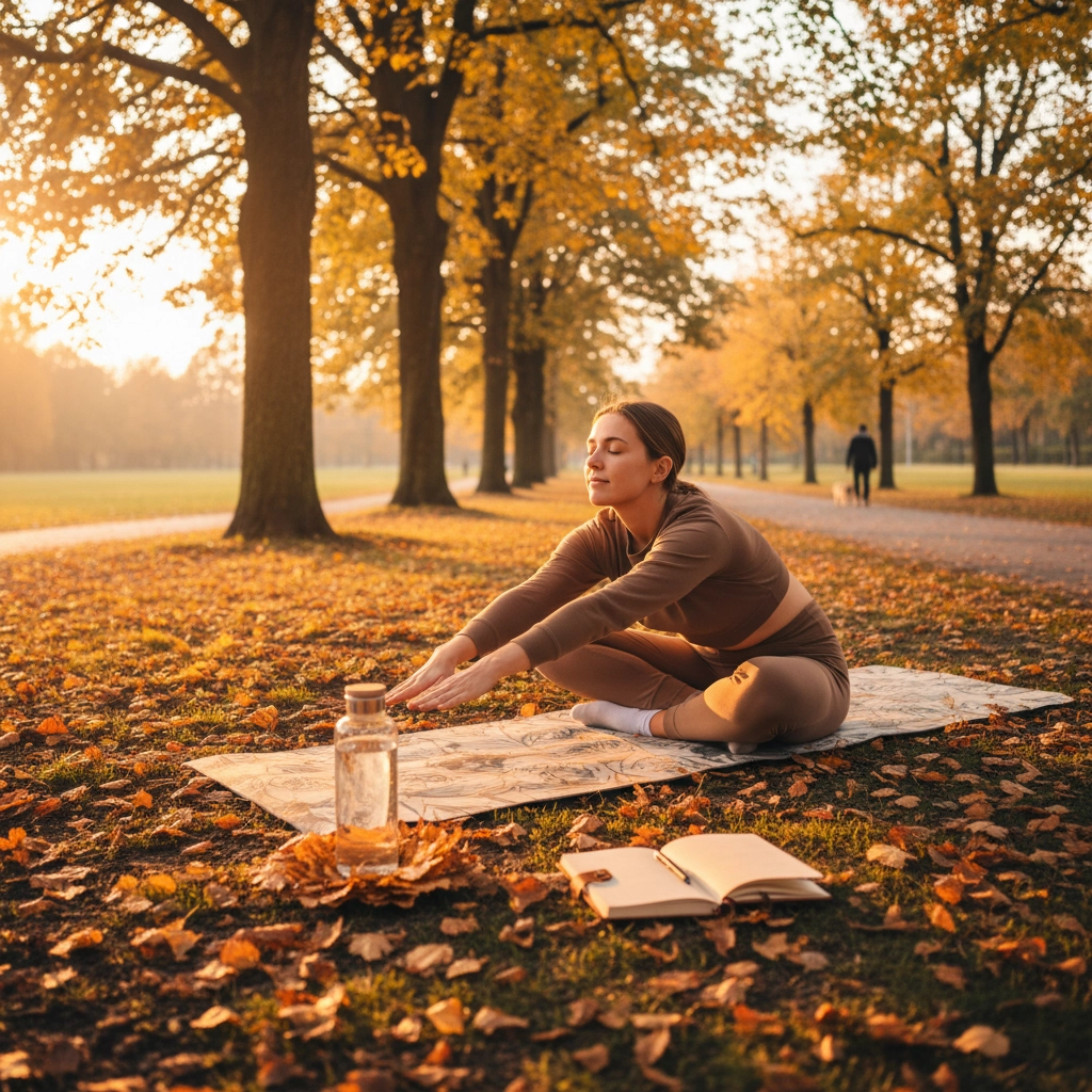 Nature path in winter light — open space and calm. Managing stress and emotions during the holidays