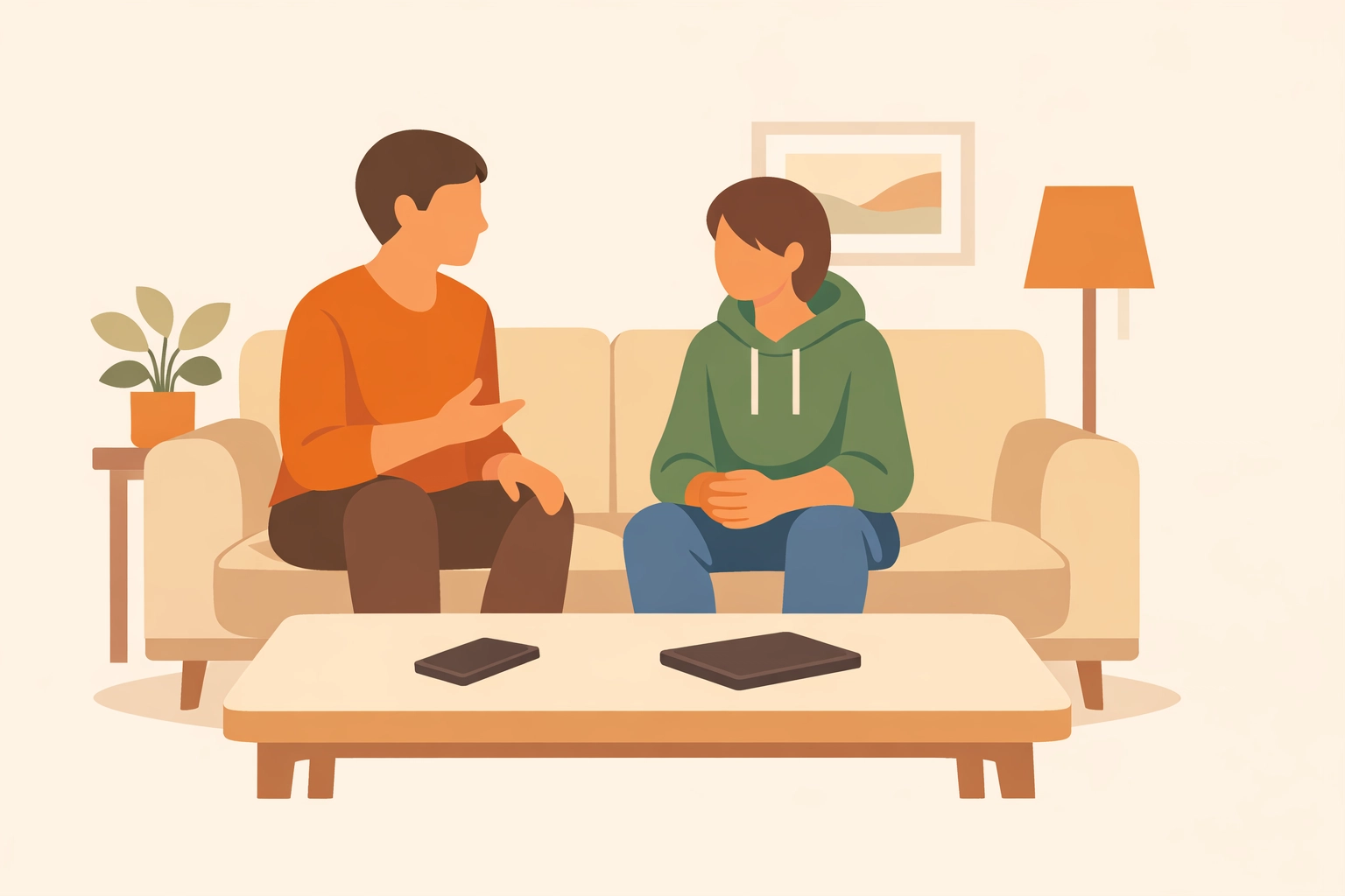 Christian family protecting children from online threats with digital devices