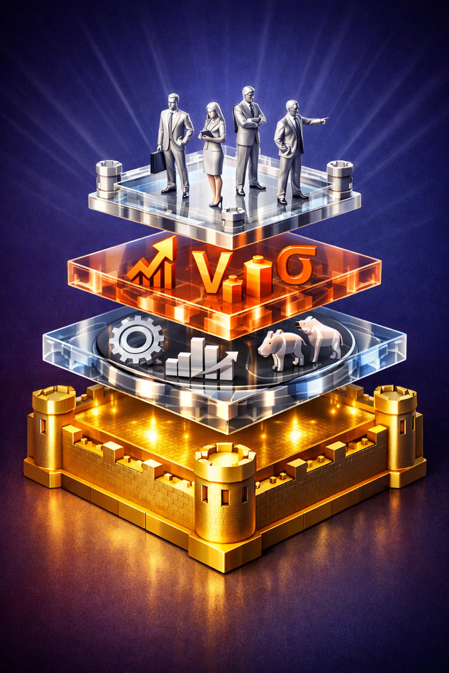 Multi-tiered structure representing layered portfolio diversification strategy