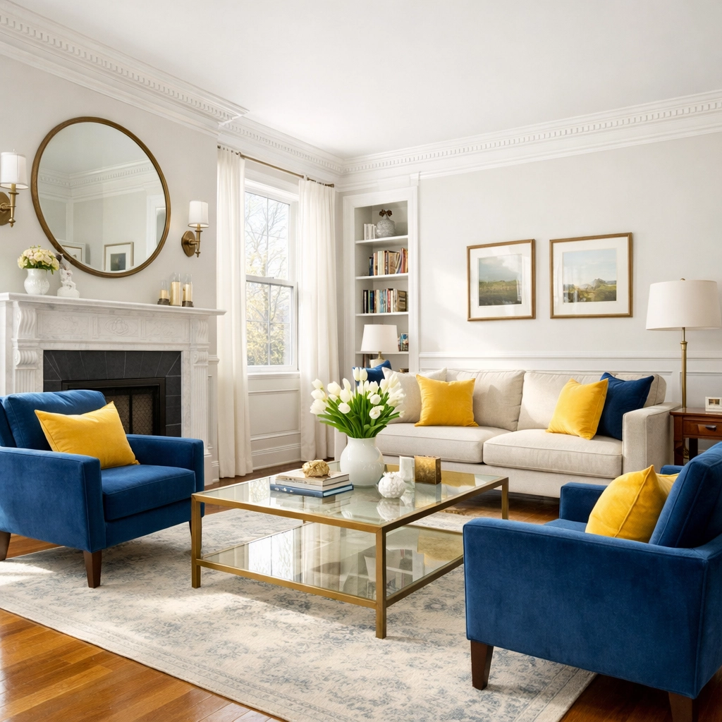 Impeccably clean Somerville living room showing the results of professional deep cleaning services before summer hits.