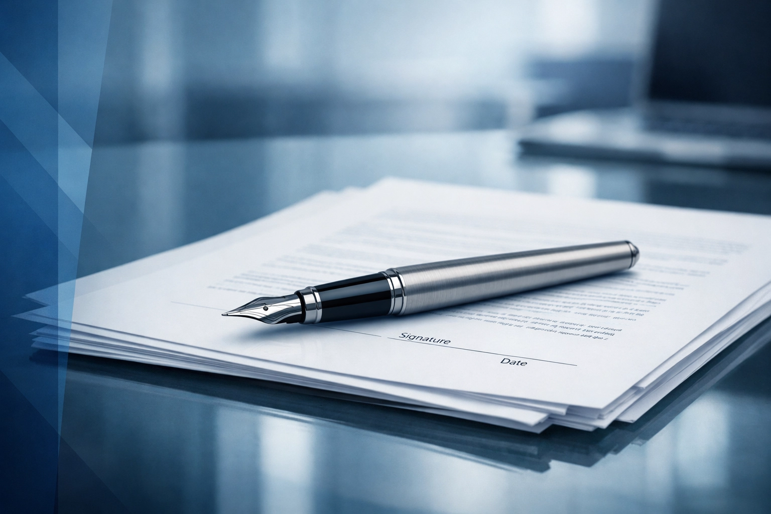 Professional fountain pen on legal separation papers for a Hampton Roads divorce agreement review.