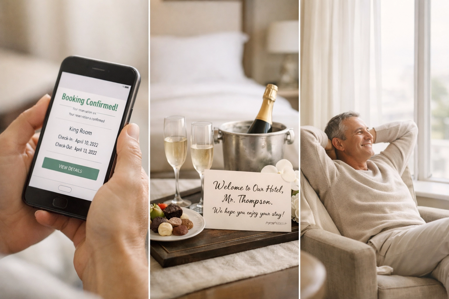 Guest receiving personalized hotel amenities after completing direct booking online