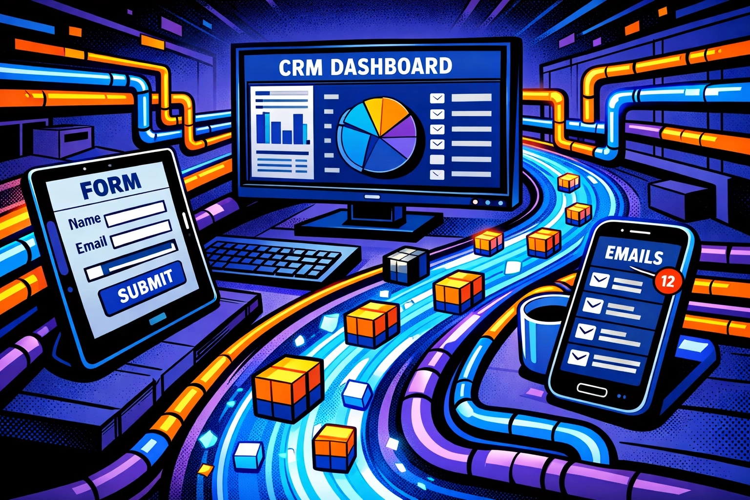 Connected apps syncing leads, invoices and email: workflow automation for small business in action