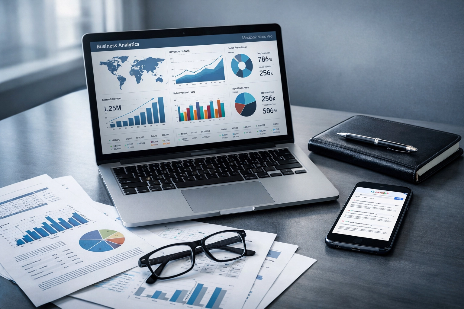 Business buyer conducting financial due diligence and business appraisal research