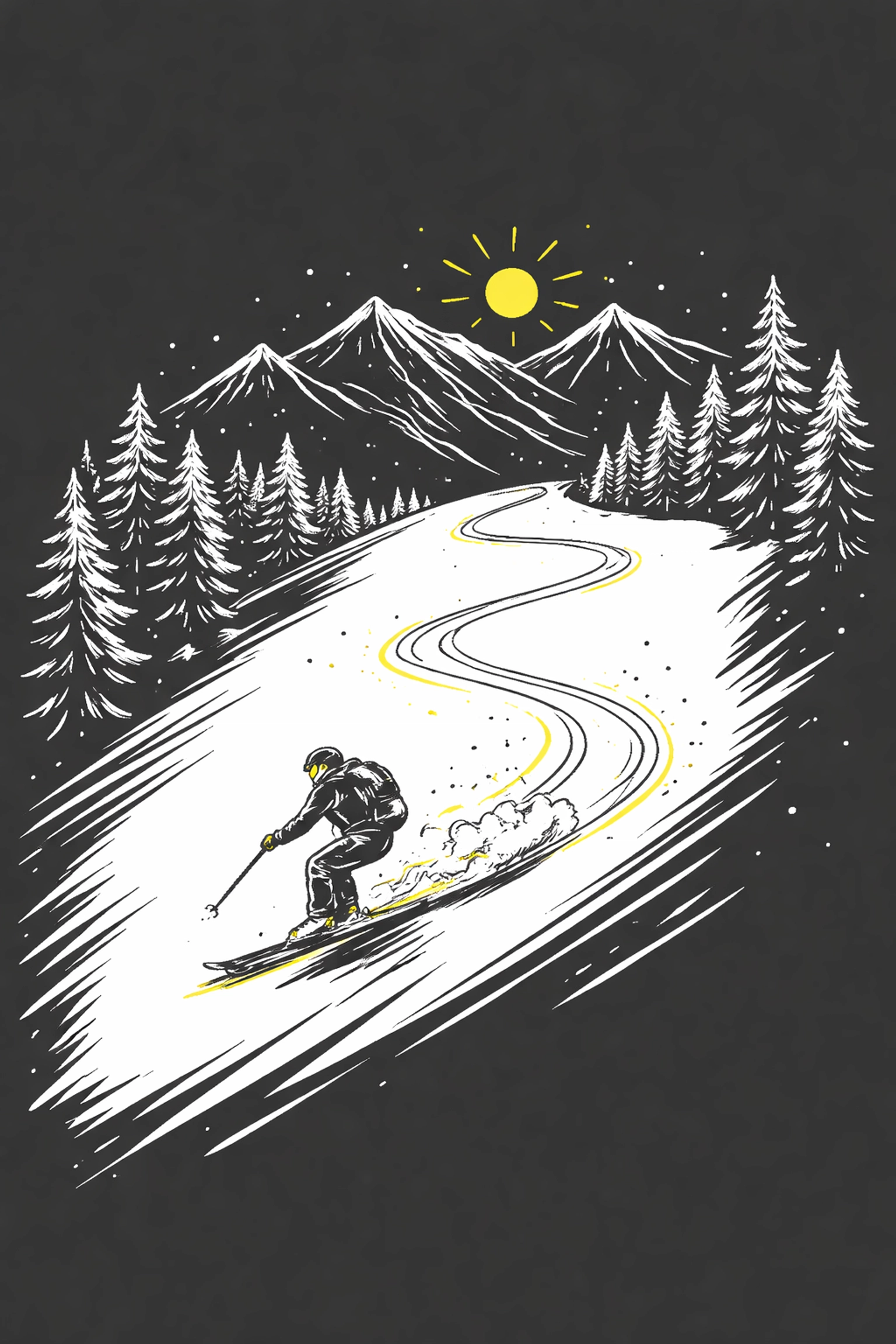 Minimalist ski slope illustration symbolizing winter content marketing opportunities and less competition.