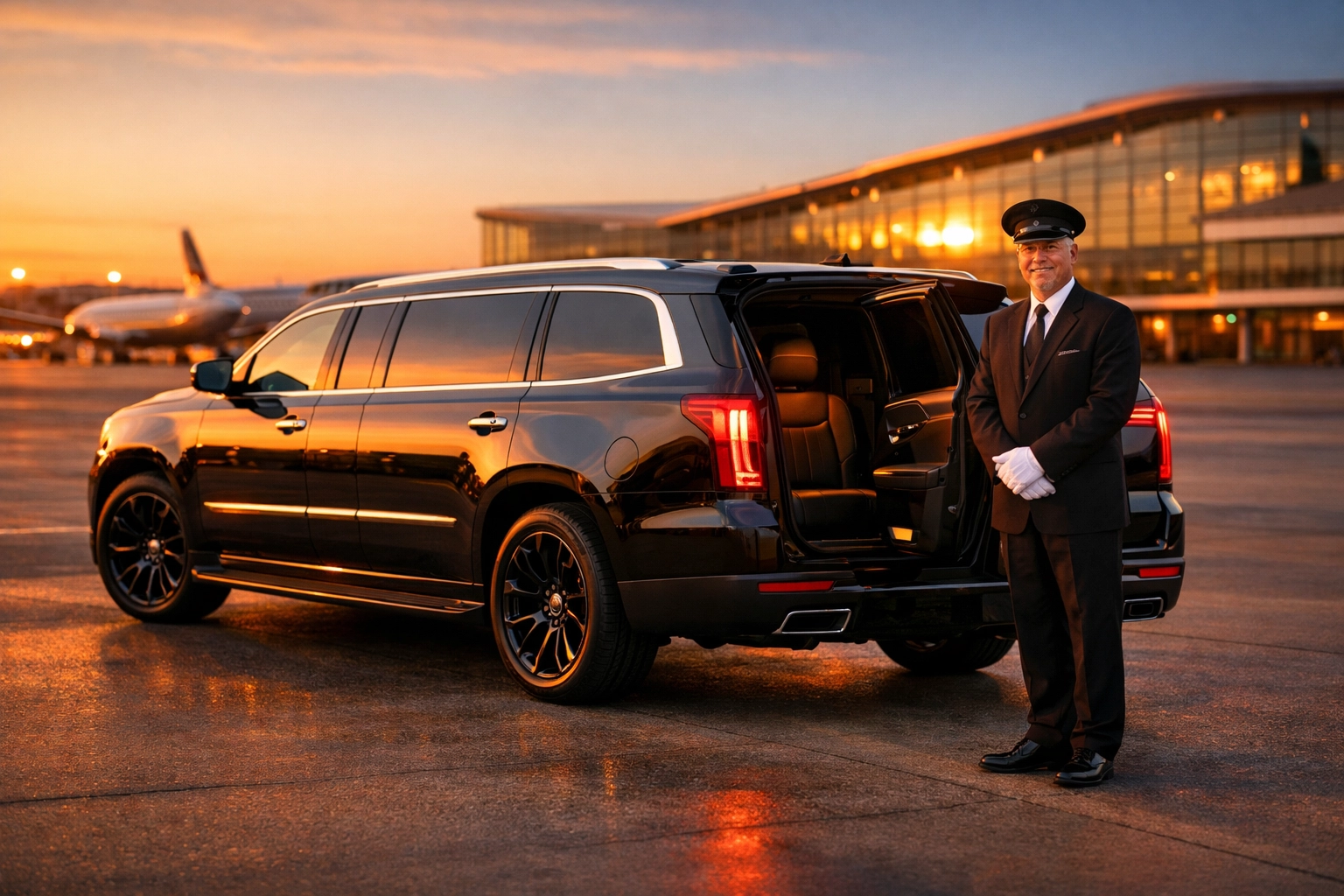 Luxury chauffeur service and VIP airport transfer for Super Bowl executive travel