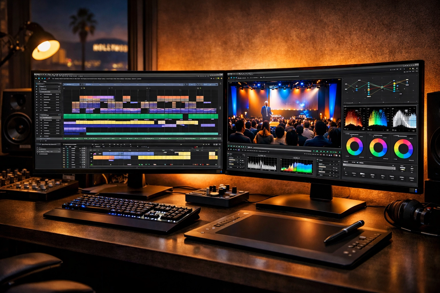 Digital editing suite for professional corporate photography services and event videography.