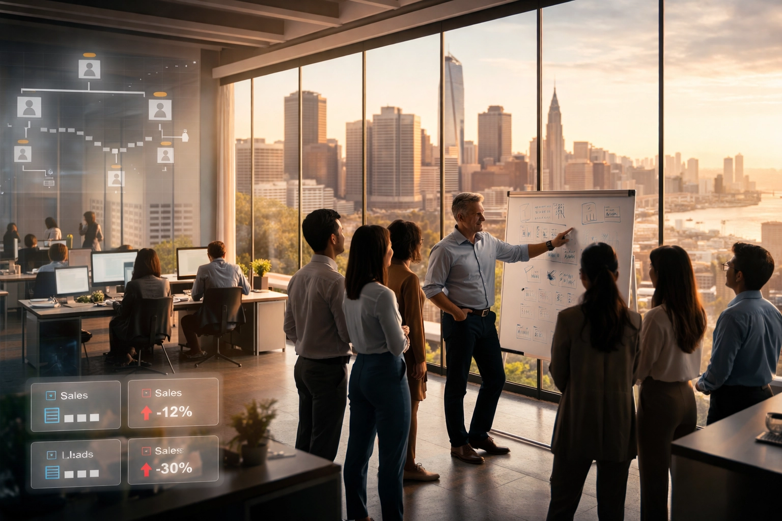 Diverse employees working in a San Francisco office highlight growing cultural gaps as companies scale.