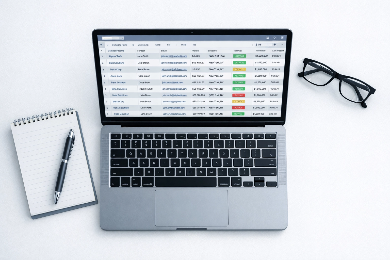 Laptop spreadsheet for tracking and auditing NAP citations across directories