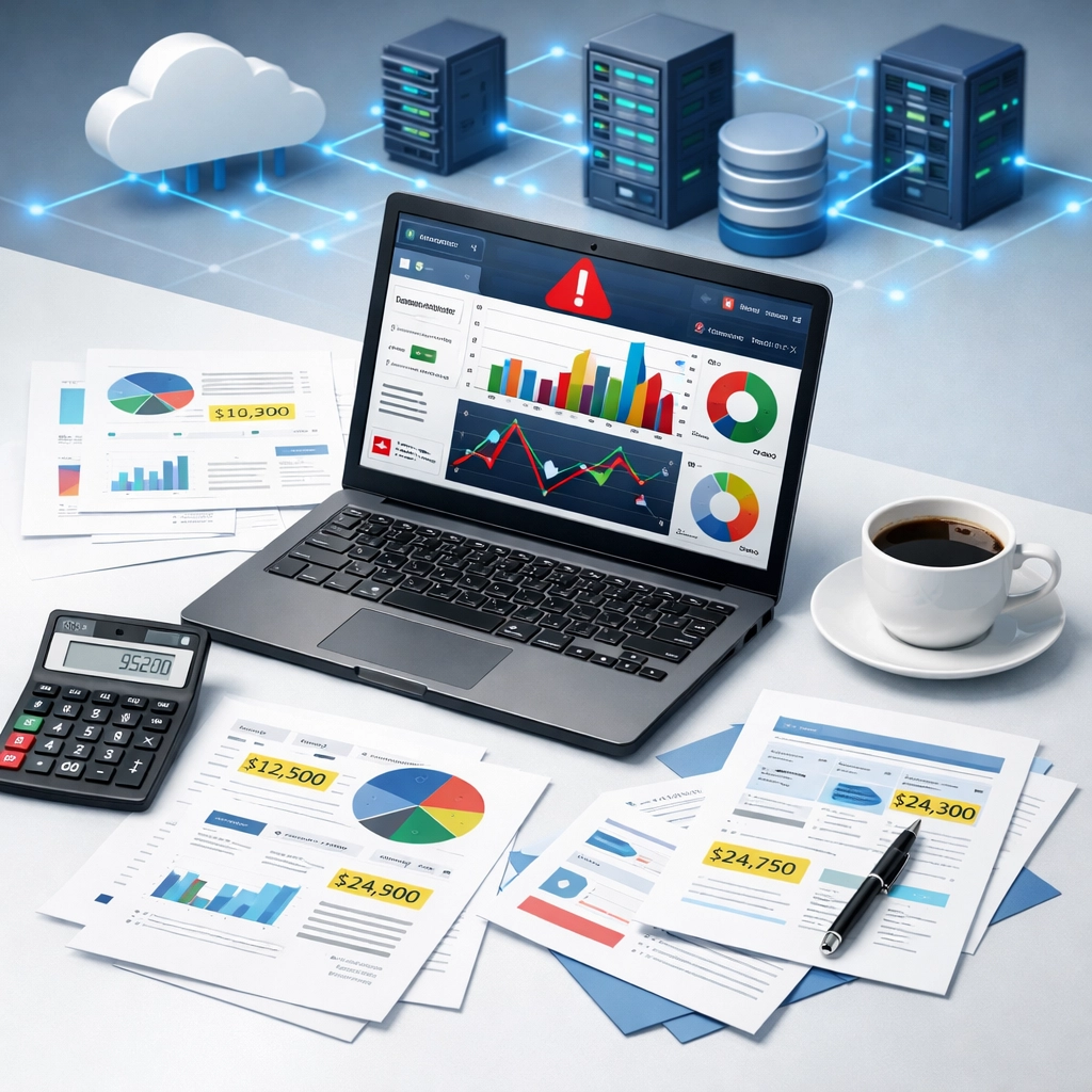 ServiceNow ITOM hidden costs dashboard showing financial warnings and infrastructure complexity
