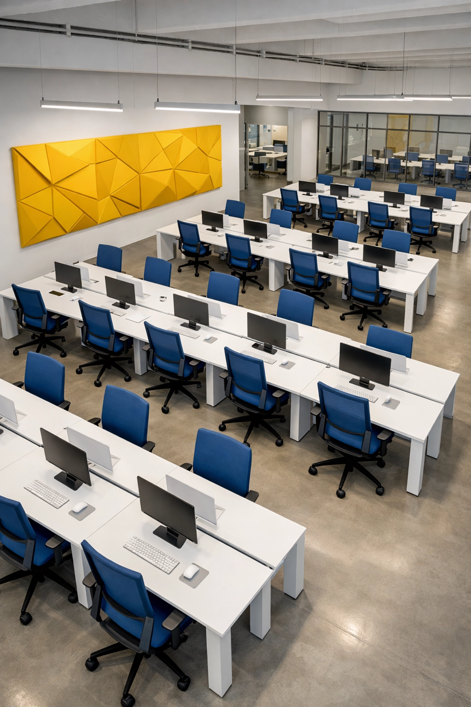 Clean and organized open-plan workspace managed by commercial cleaning services in Lunenburg.