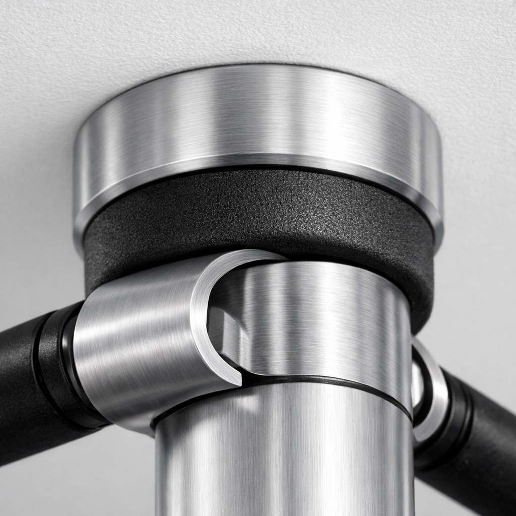 Close-up of a no wall damage workout system tension anchor point protecting the ceiling during exercise.