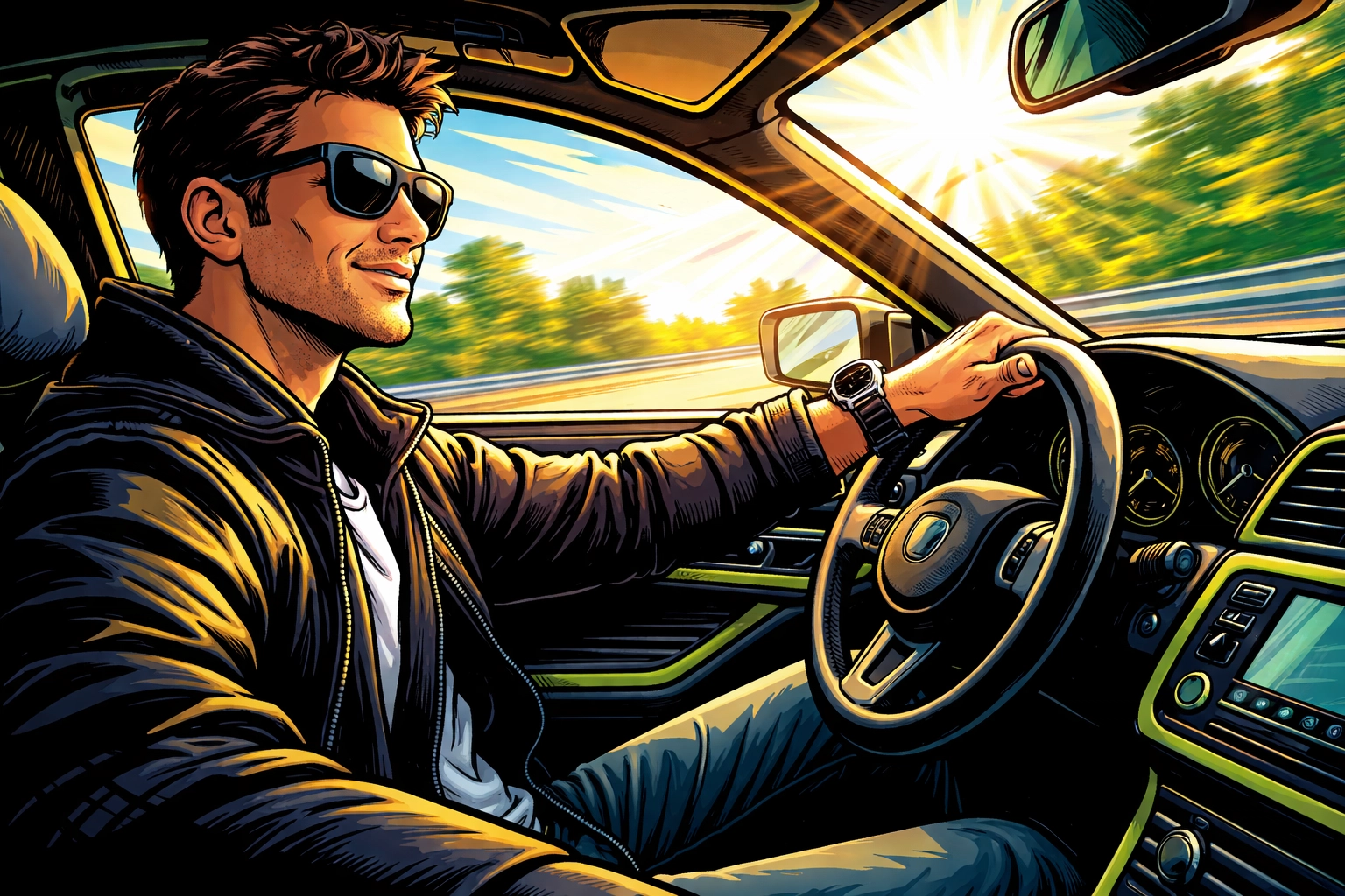 Satisfied customer driving home after quick financing approval at Grateful Motors dealership