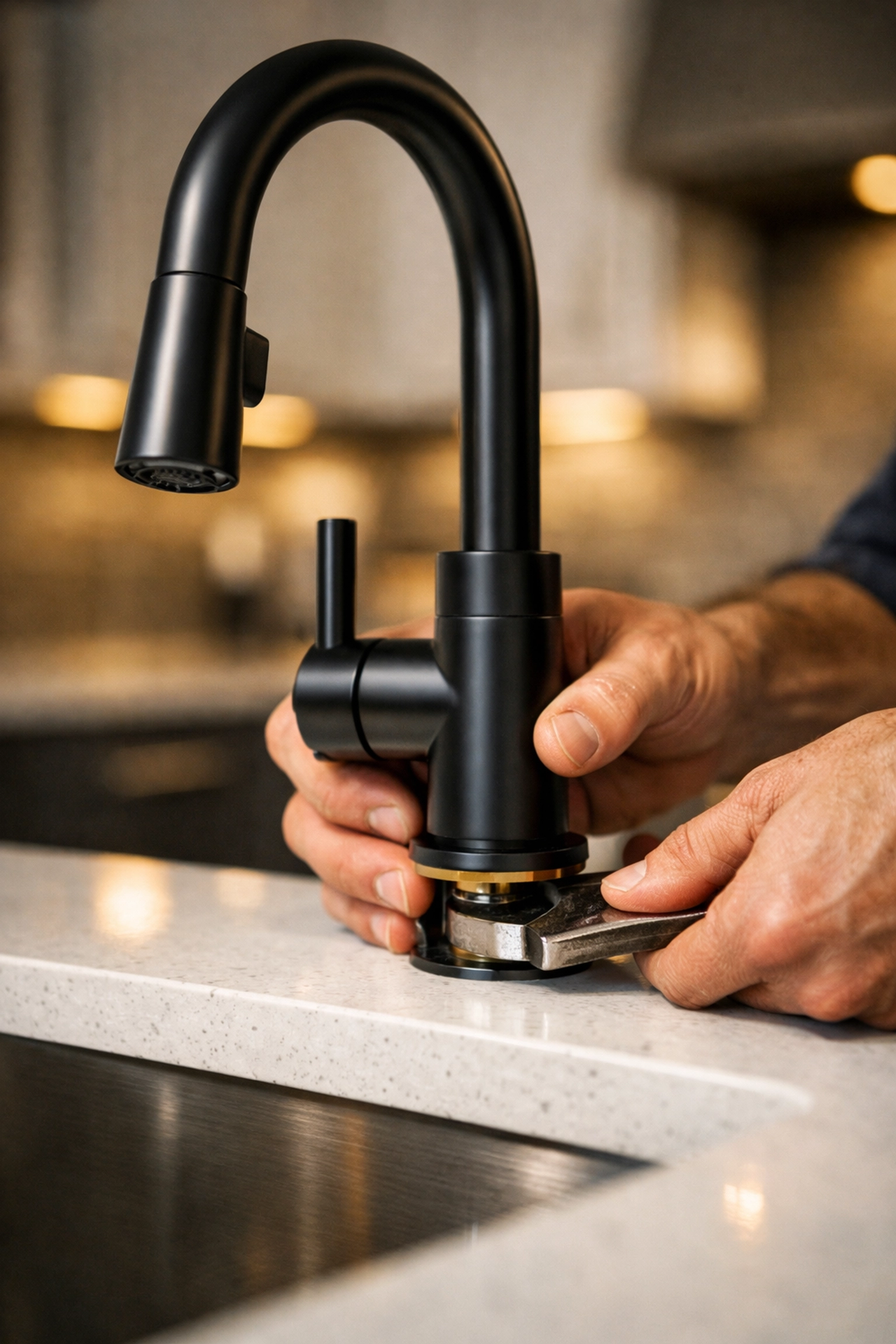 Professional hardware installation during a Cleveland property kitchen renovation