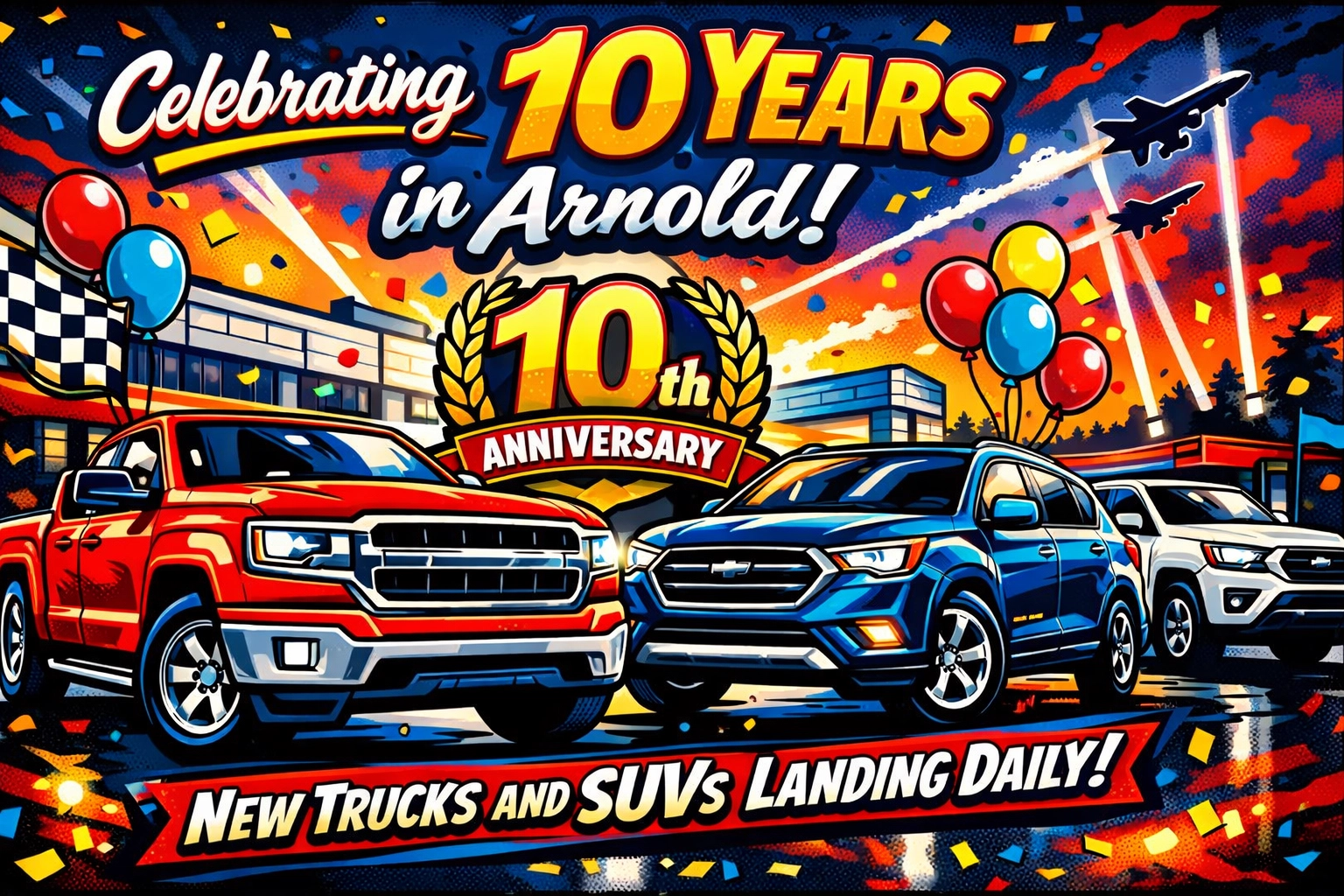 [HERO] Celebrating 10 Years in Arnold: New Trucks and SUVs Landing Daily!