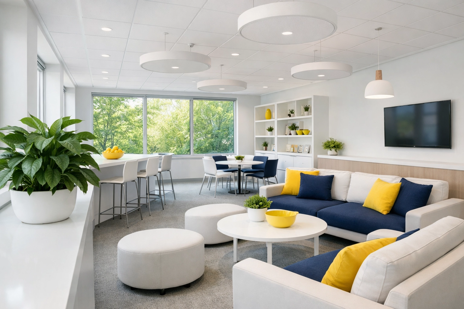 Janitorial services Leominster MA maintaining a clean and airy eco-friendly office workspace in Massachusetts.