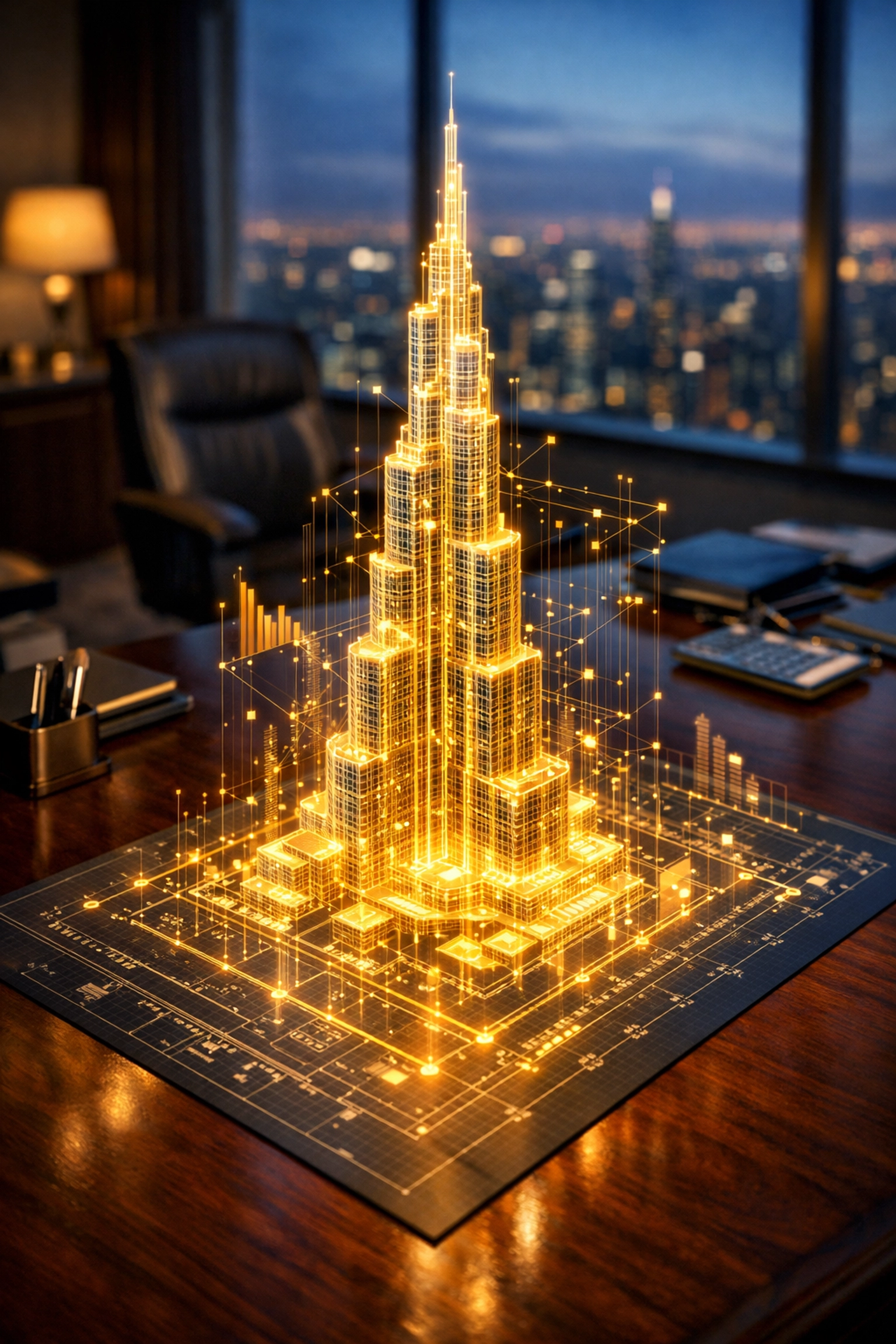 Glowing architectural blueprint representing a strong financial foundation for startup formation.