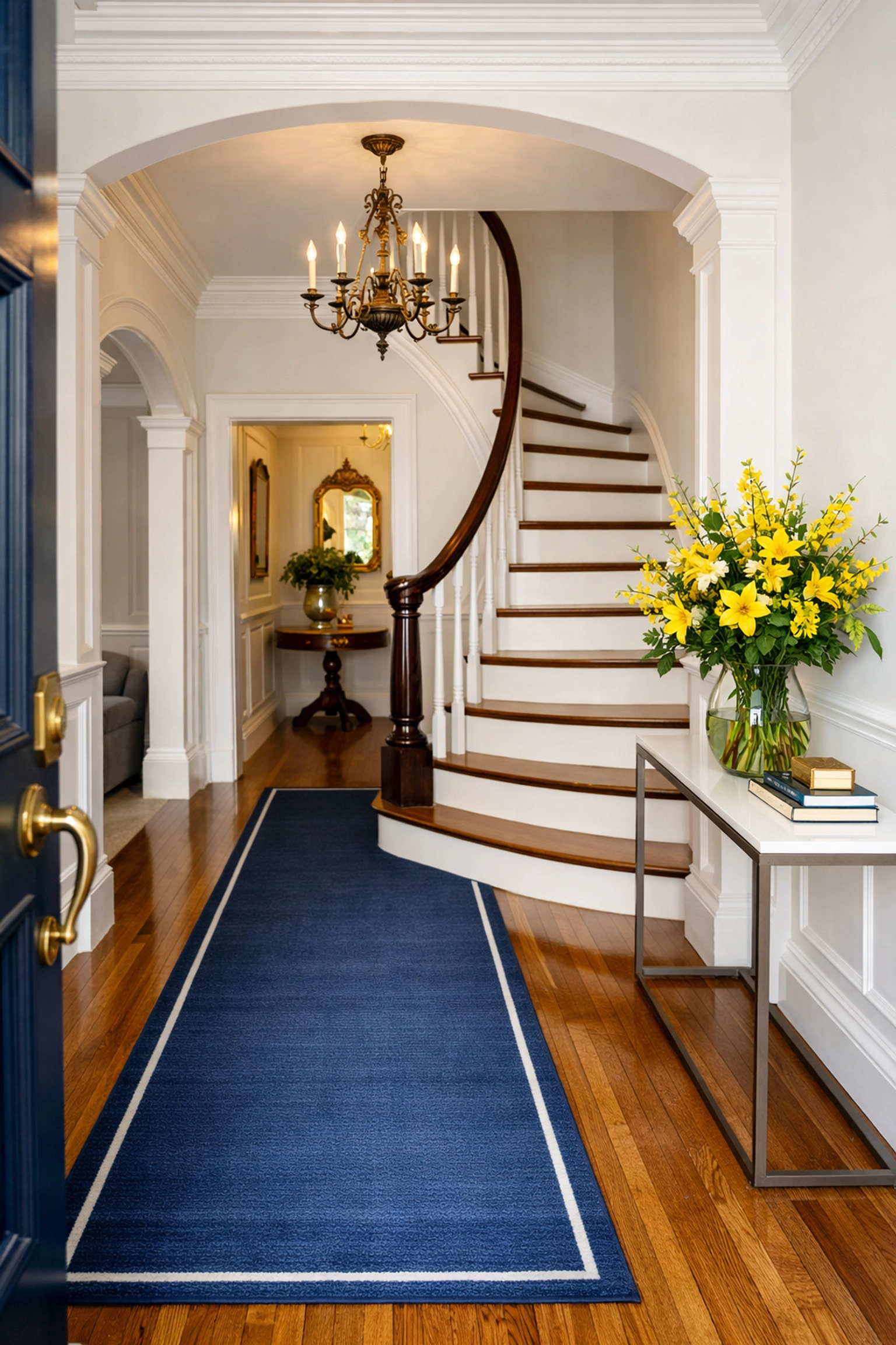 Spotless historic home foyer near the Worcester Art Museum cleaned by professional maid services Worcester.