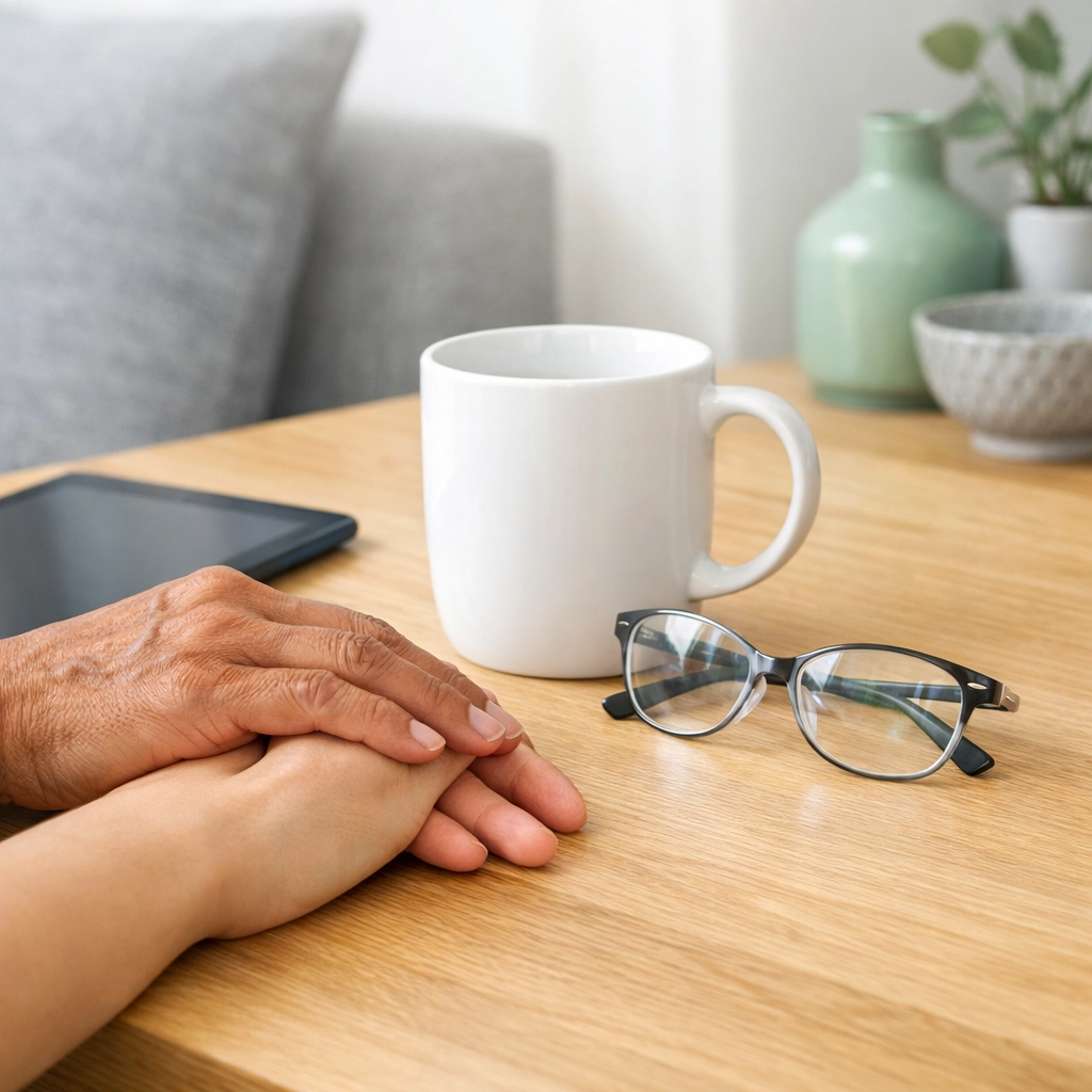 Diverse hands near a tablet symbolizing support for Canadians applying for EI loans and financial relief.