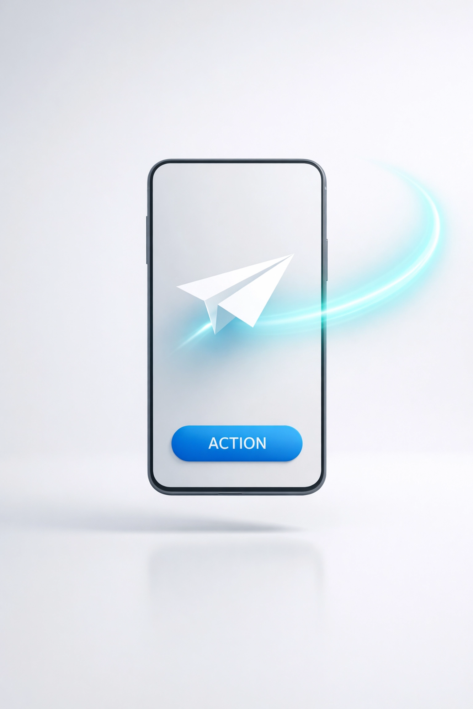 Sleek smartphone with a paper plane showing a fast, high-conversion landing page for PPC ads.