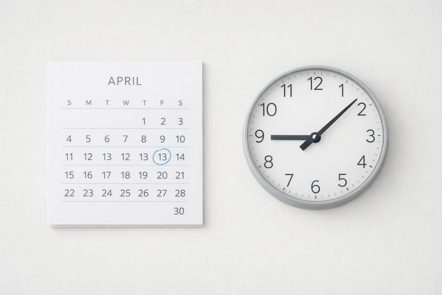 Calendar marking April 15 tax filing deadline for 2026