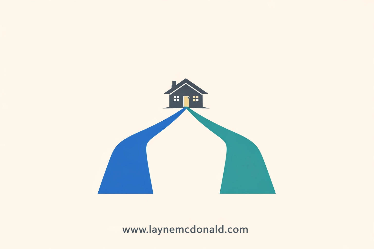 Two paths converging at a home, illustrating the choice between Bark and Covenant Eyes software.