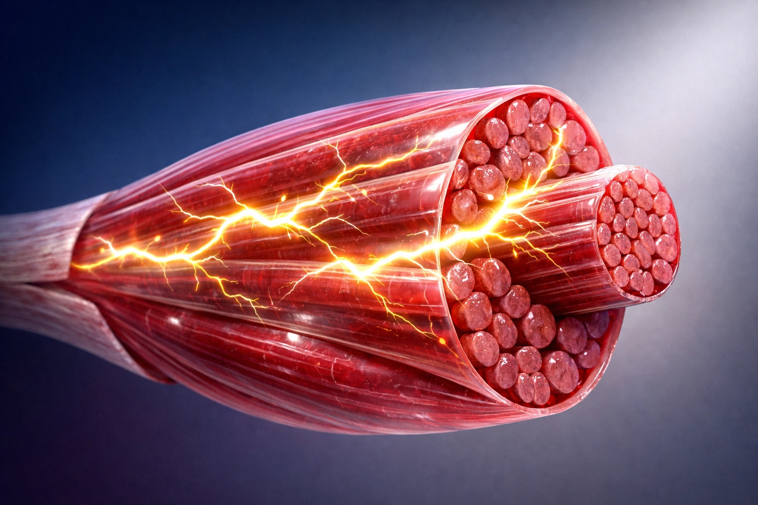 Muscle fibers showing how electrolytes enable muscle contraction during exercise