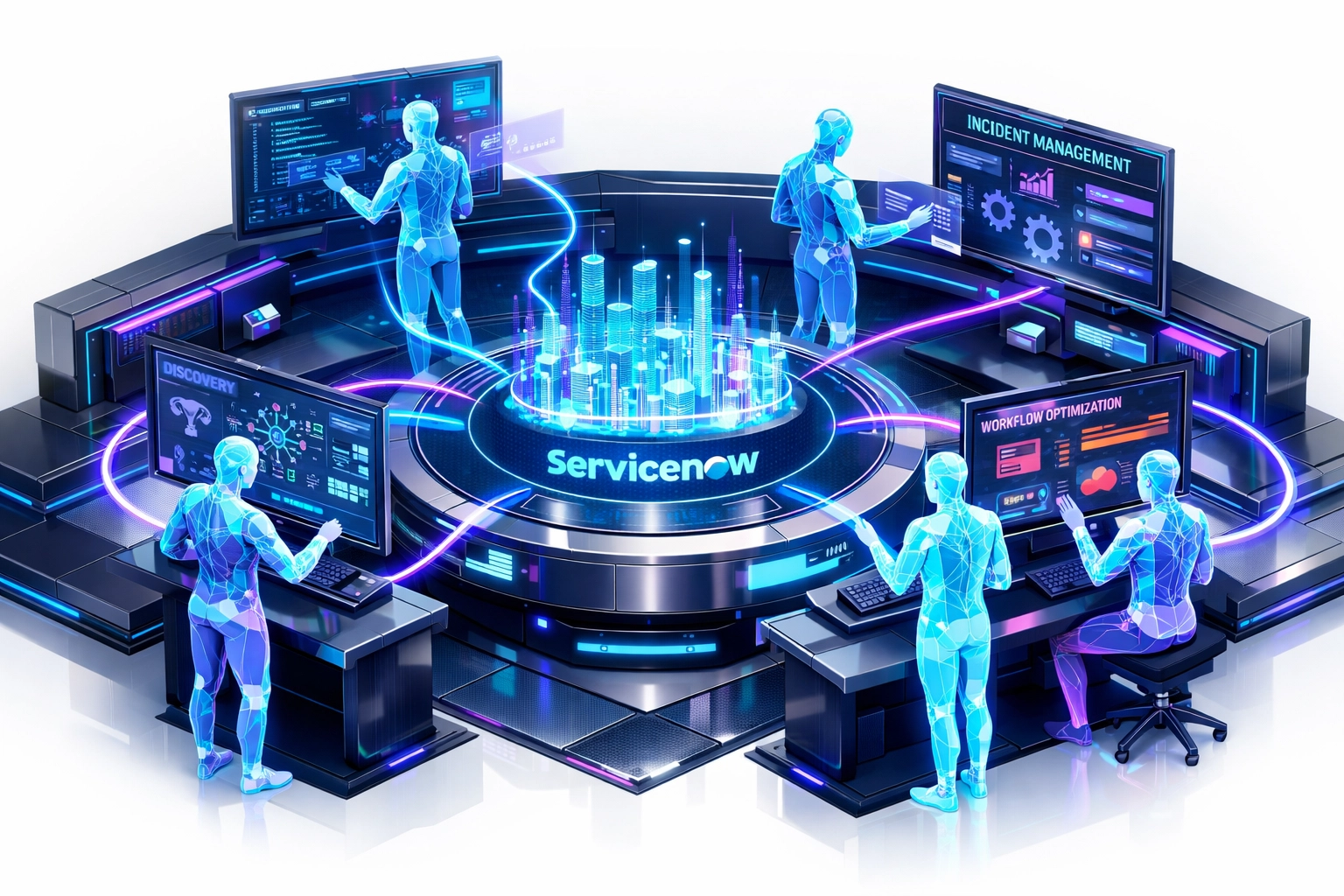 Agentic AI and intelligent automation in ServiceNow ITOM workflows with multiple AI agents