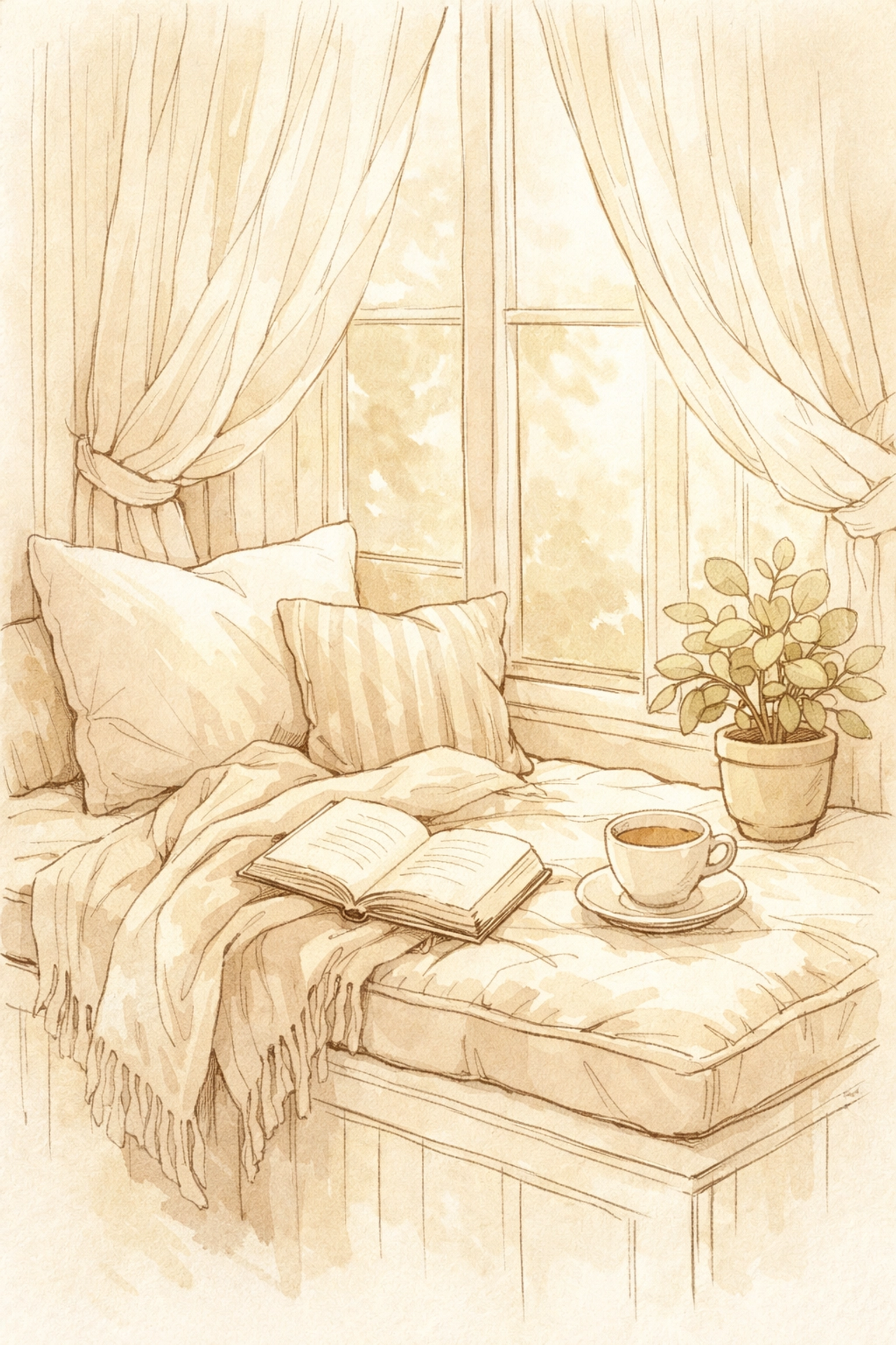 Cozy reading nook safe space for shadow work journaling and childhood trauma processing