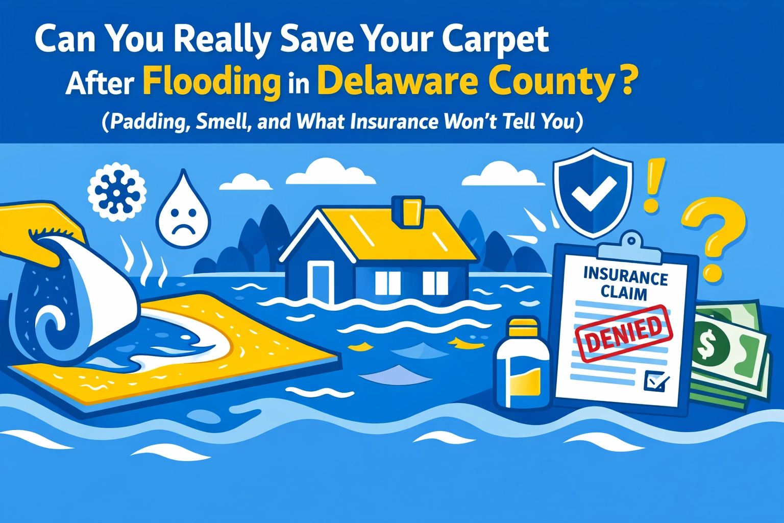 [HERO] Can You Really Save Your Carpet After Flooding in Delaware County? (Padding, Smell, and What Insurance Won