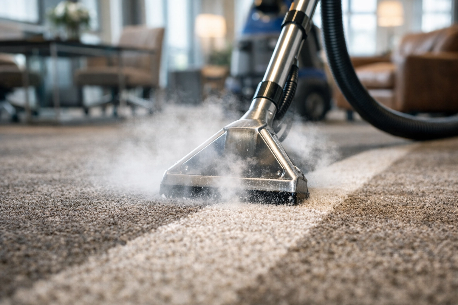 Commercial carpet cleaning services in Westchester County NY using professional deep steam equipment.