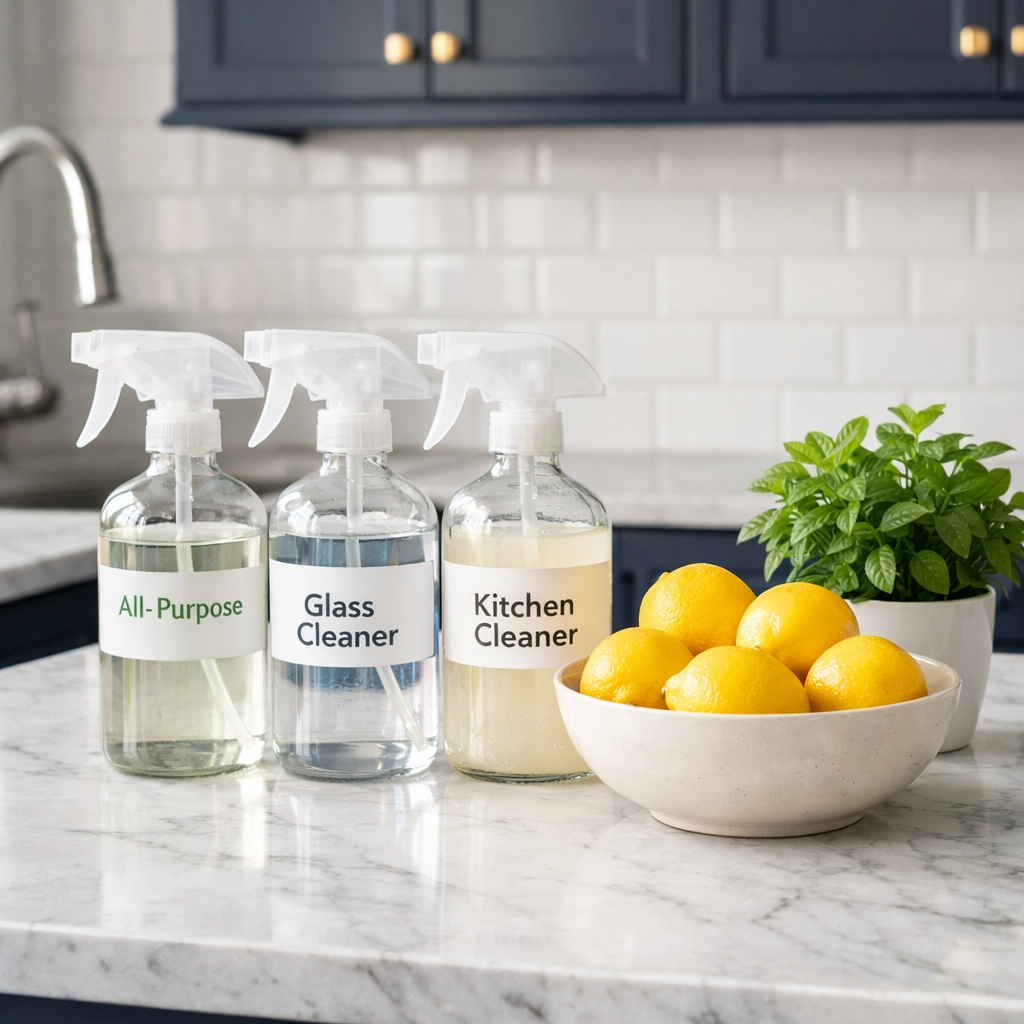 Eco-friendly products used by professional cleaners in Marblehead for a safe and healthy kitchen.