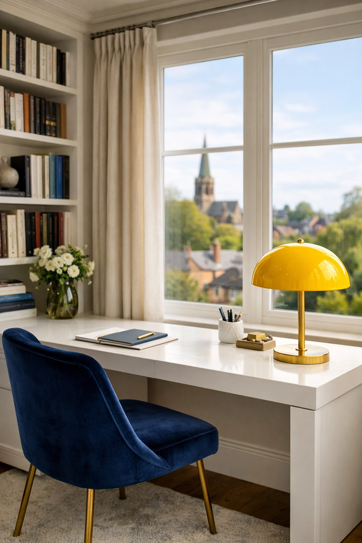 Dusted and organized Shrewsbury home office showing the reclaimed time provided by weekly house cleaning services.