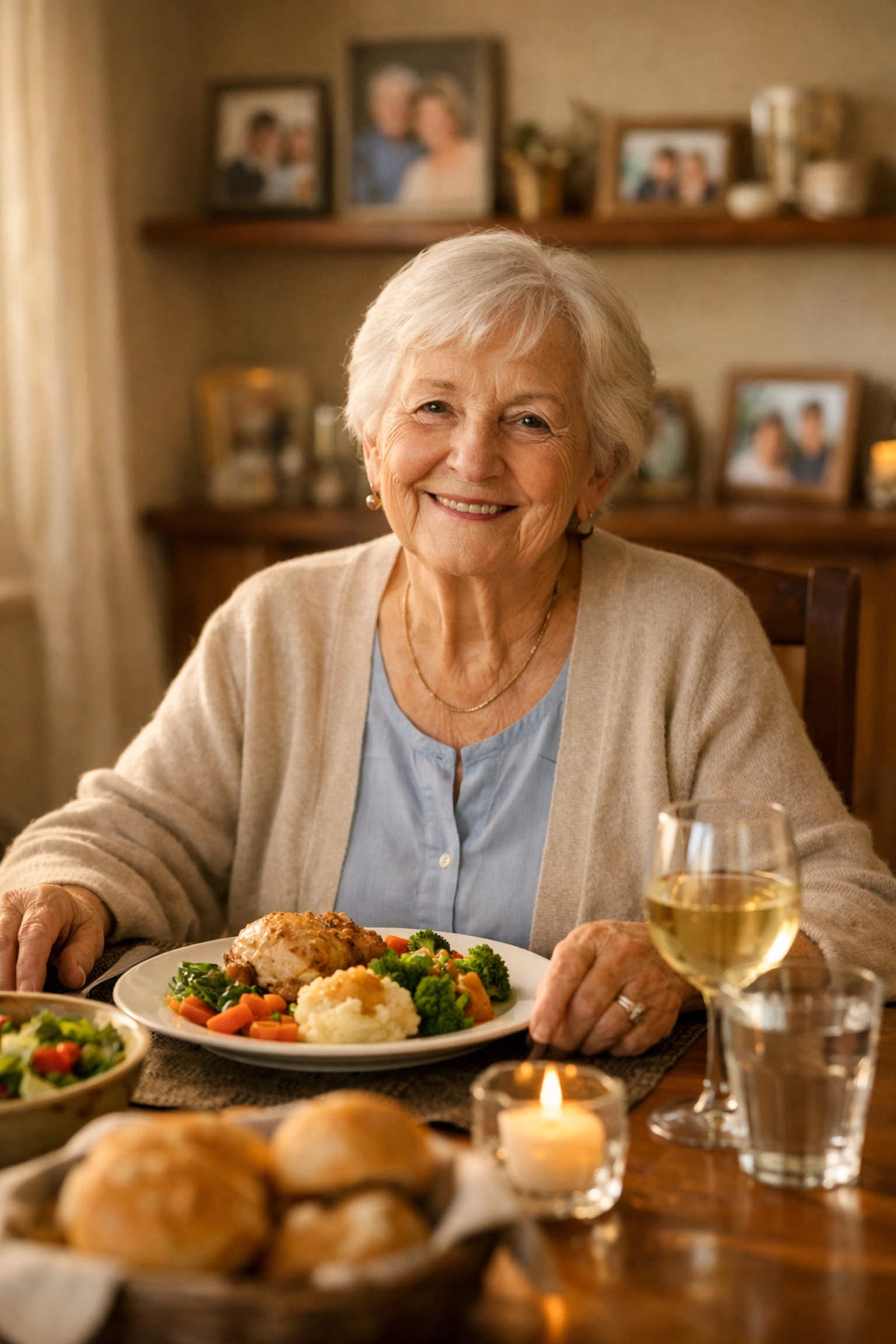Senior enjoying beautifully presented meal at home with dignity through hospitality-based culinary care