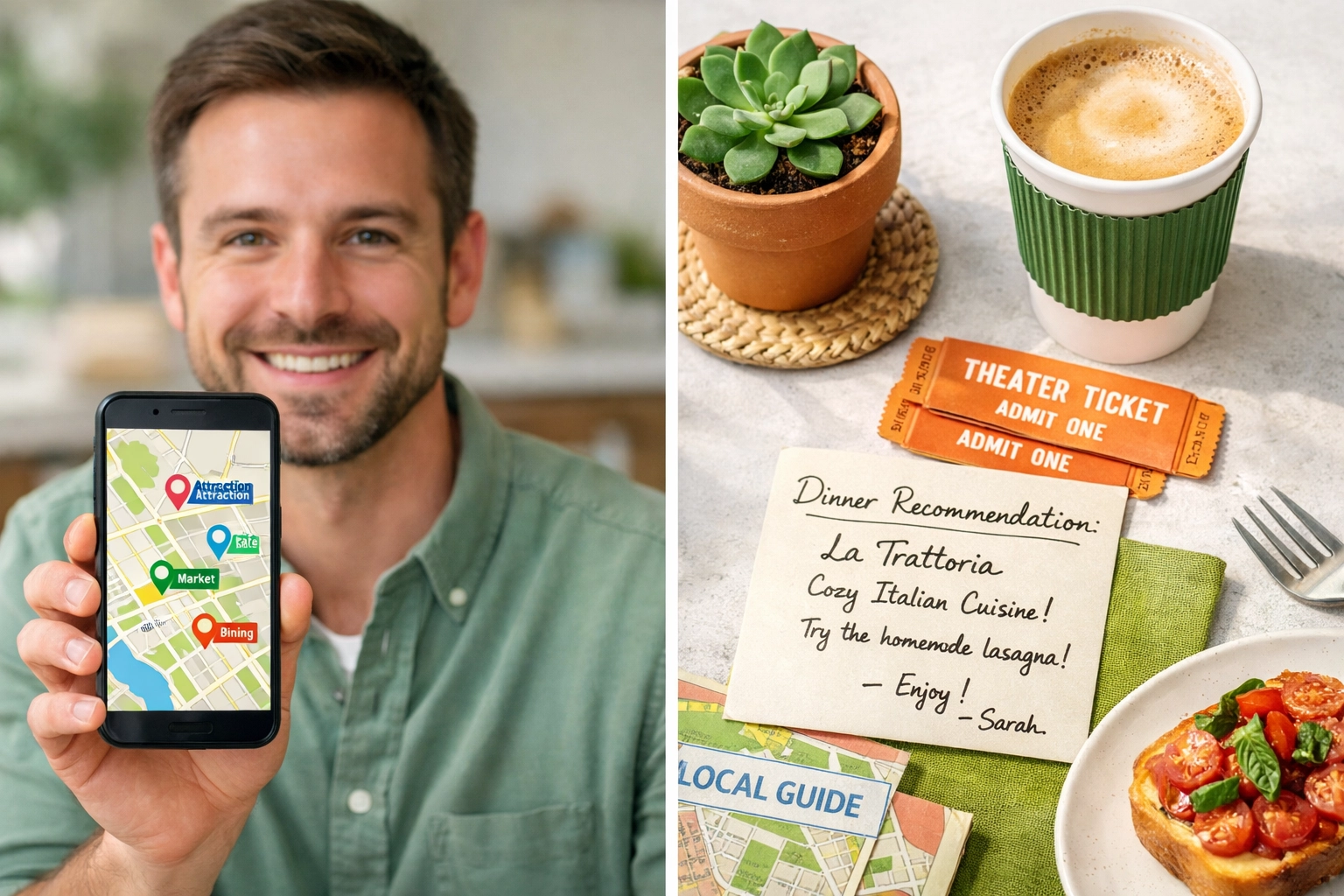 Local restaurant tickets and experiences recommended by hotel voice AI system