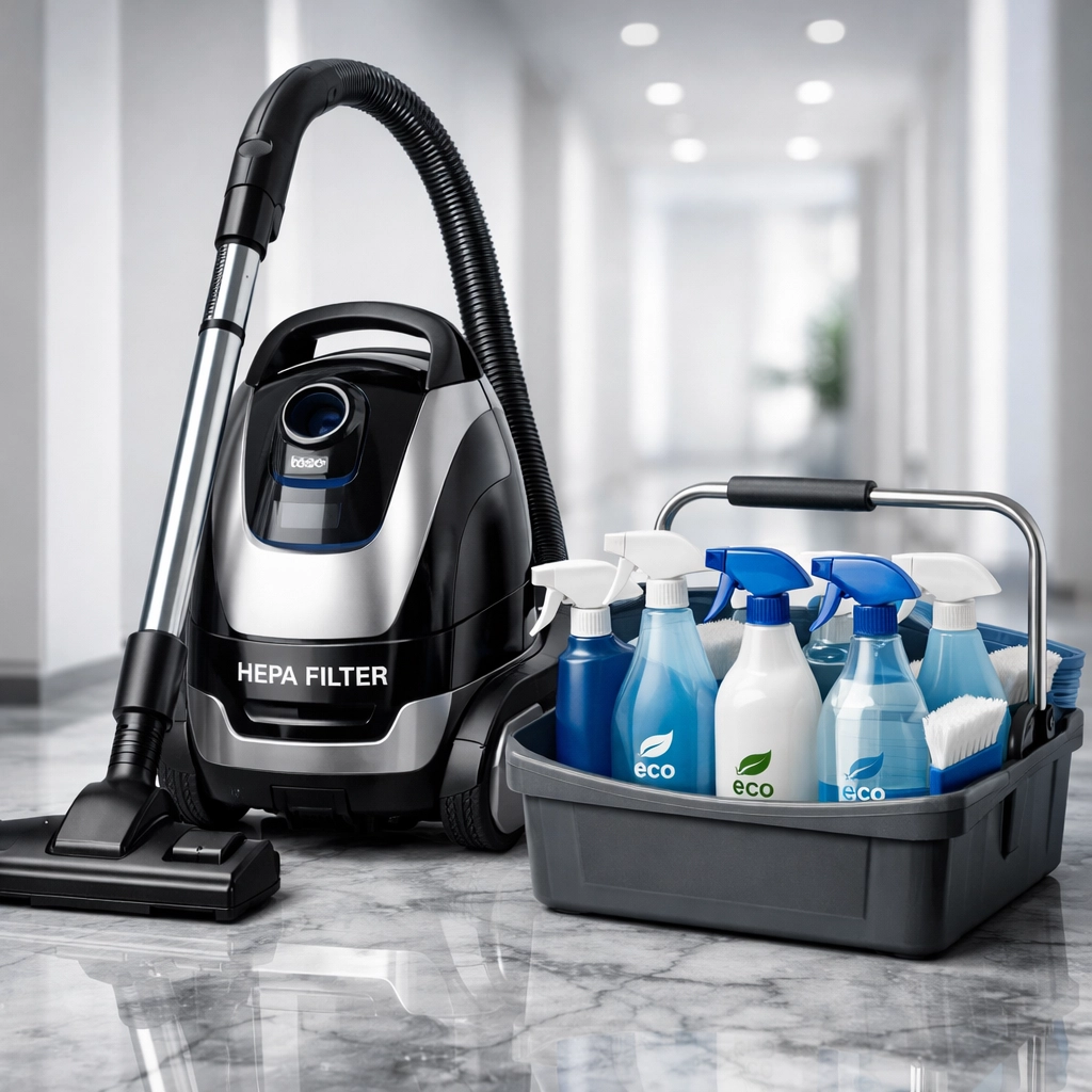 Professional eco-friendly supplies and equipment used for expert house cleaning in West Boylston MA.