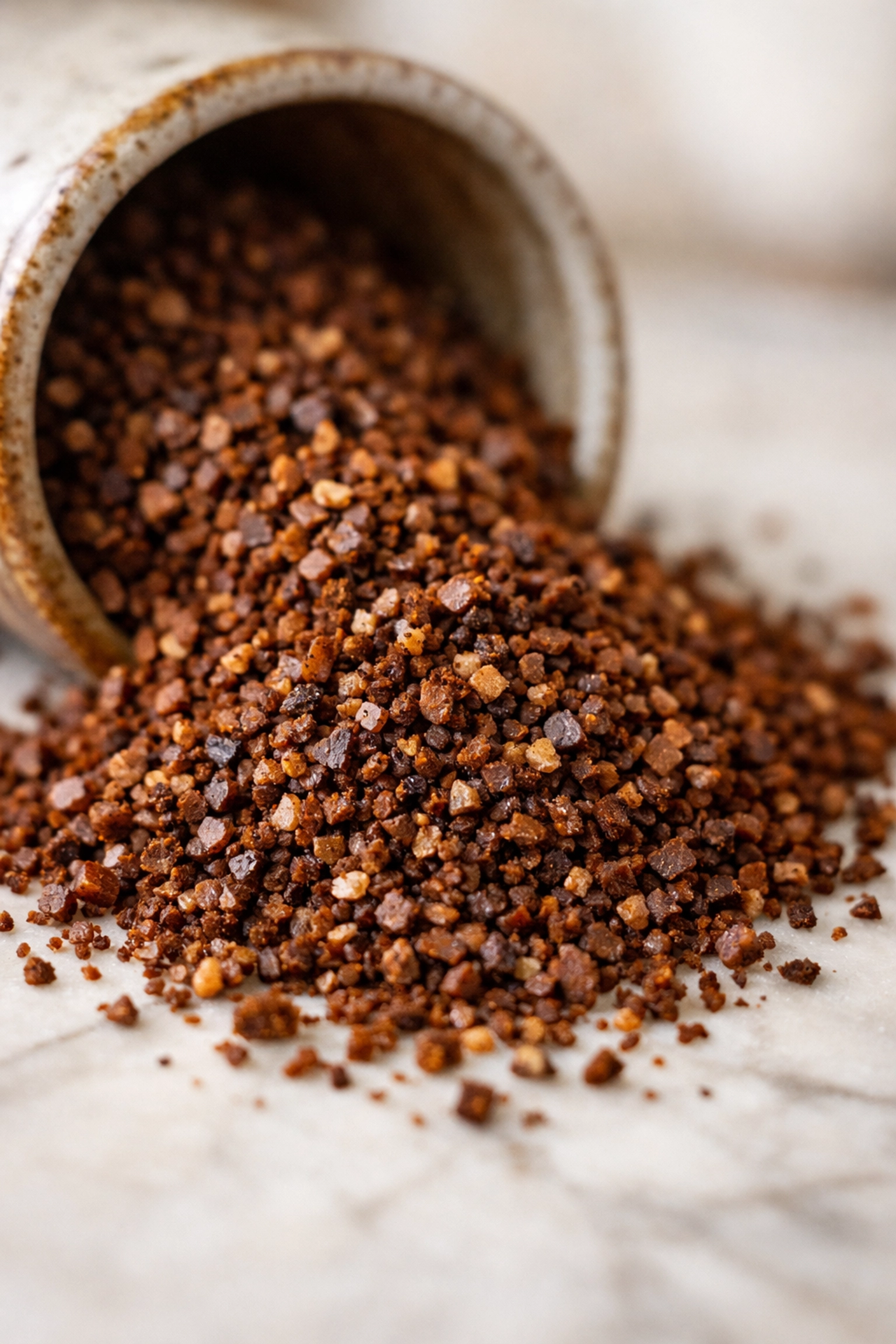 Coarsely ground coffee beans showing proper grind size for batch brewing methods