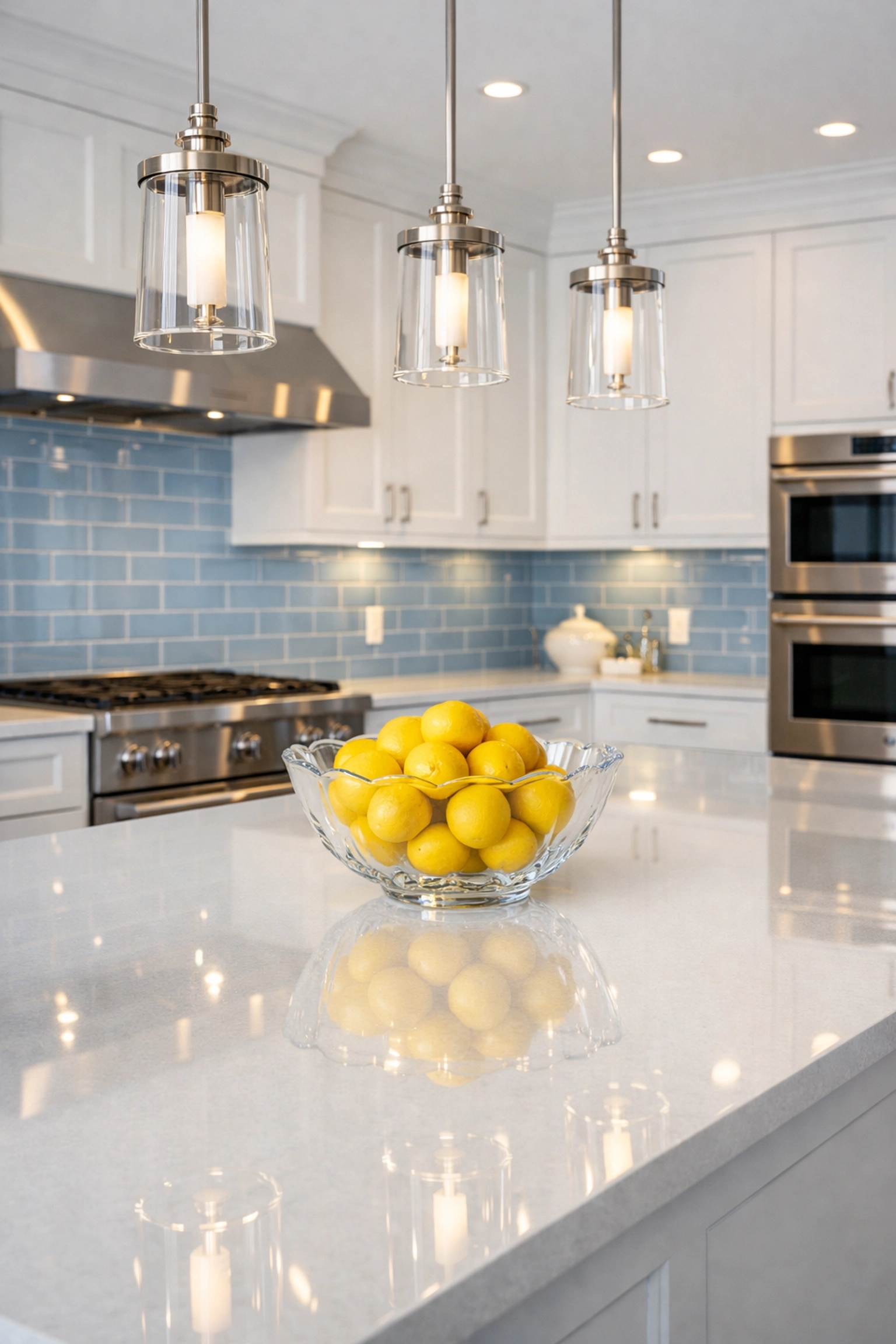 Spotless luxury kitchen in Leominster MA showing the results of regular residential cleaning.