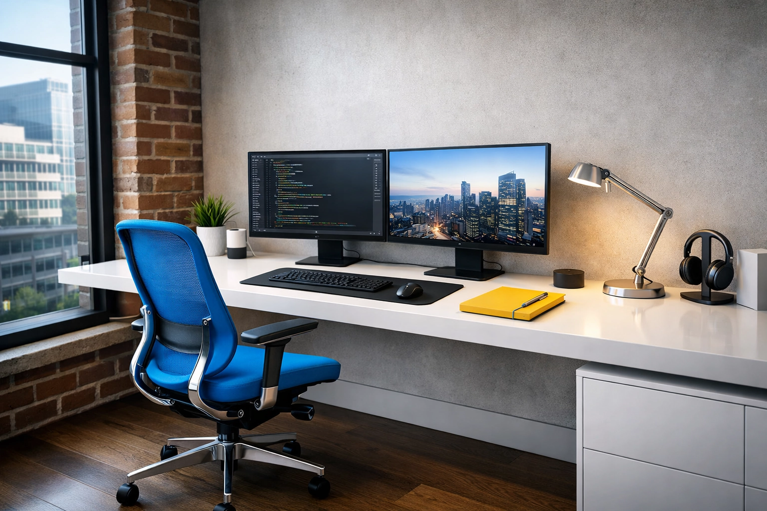 Dusted and organized modern home office in Kendall Square maintained by a reliable maid service Cambridge.