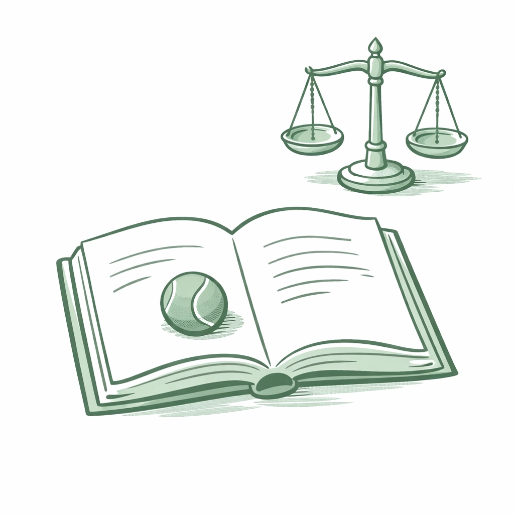 Law book with tennis ball symbolizing transgender sports law precedent