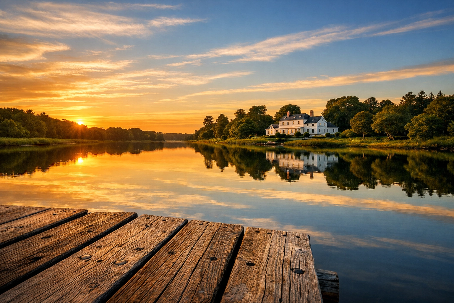 Scenic North River landscape in Norwell near luxury homes maintained by professional cleaners.
