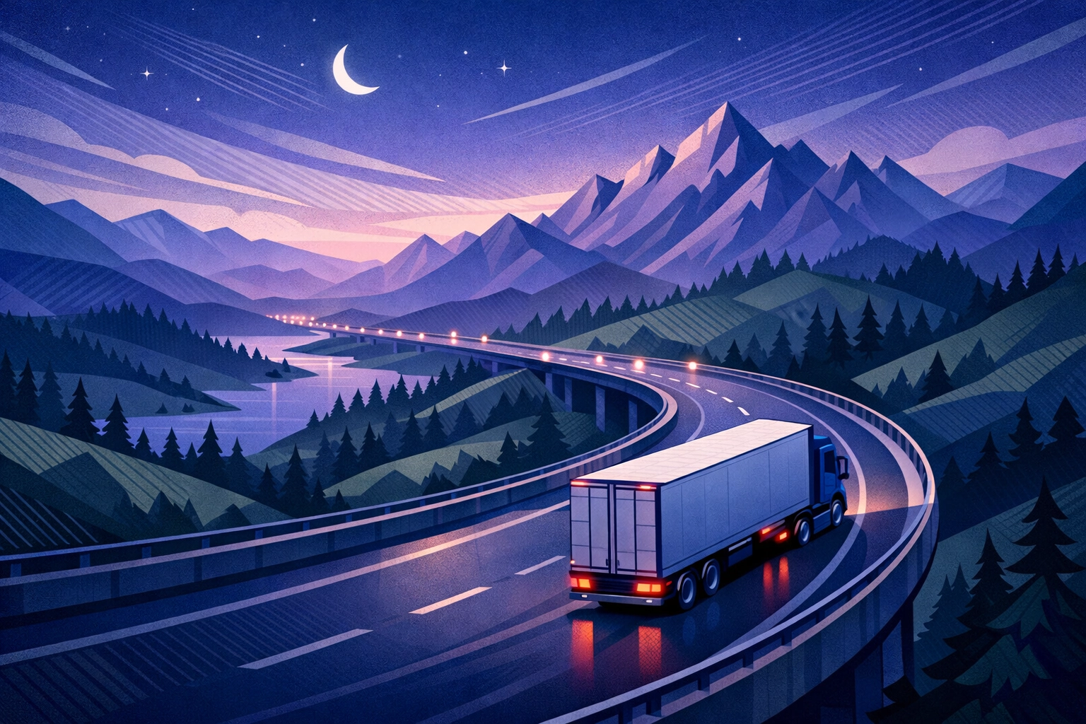 Logistics truck on a scenic North West route for hgv driver jobs in Liverpool and Manchester.