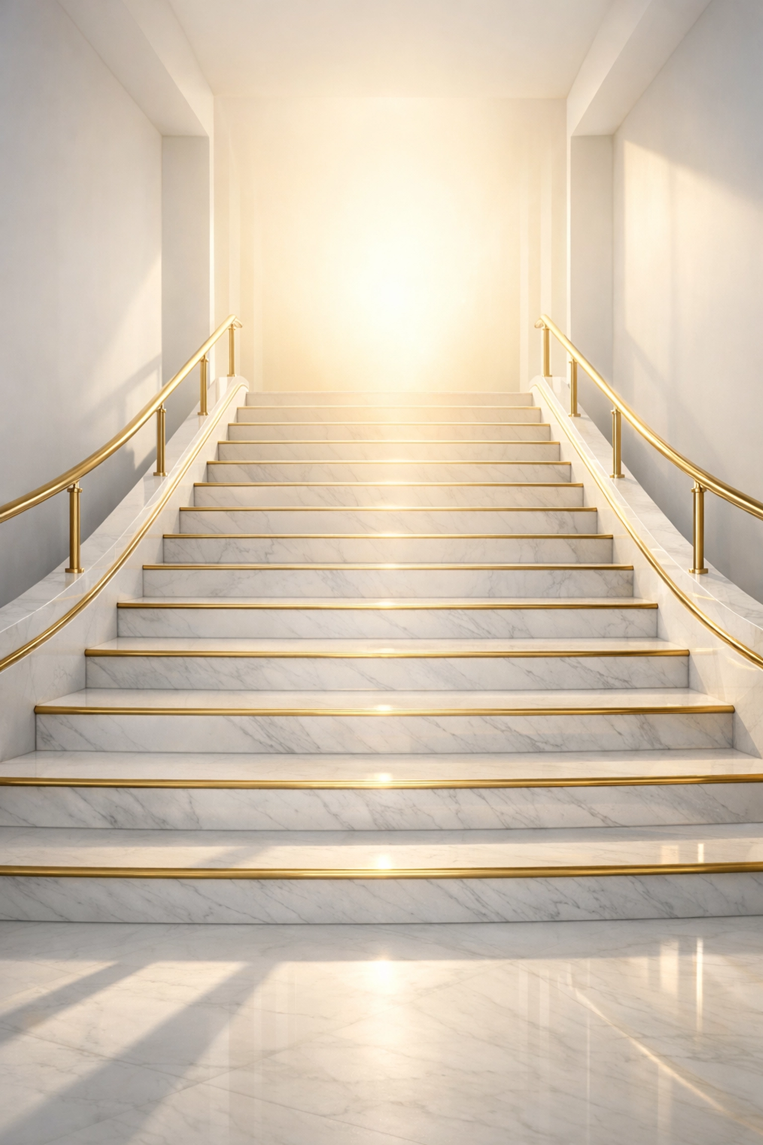 Marble stairs ascending toward a glow, representing the growth and revenue potential of high-quality niche content.