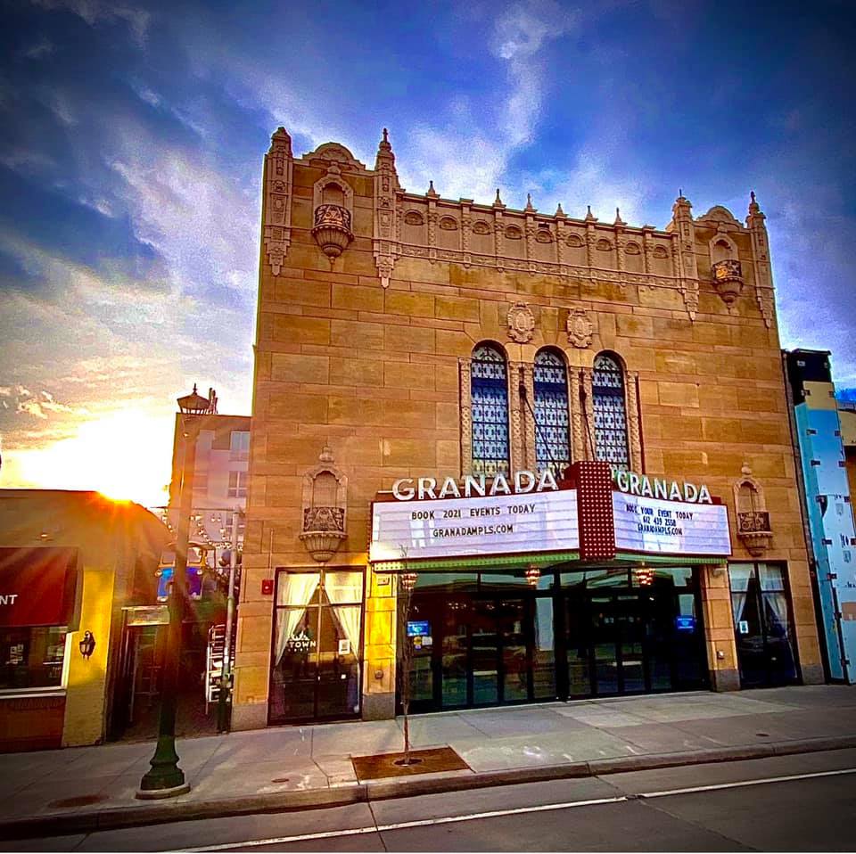 Granada Theater Exterior at Sunset