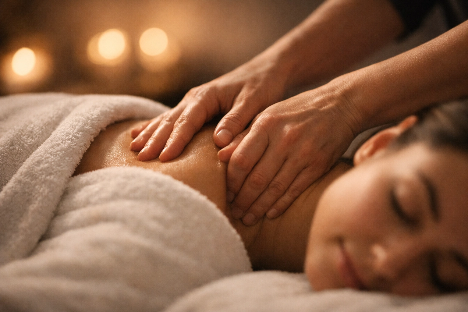 Expert RMT in Edmonton applying therapeutic techniques for deep relaxation and muscle recovery.