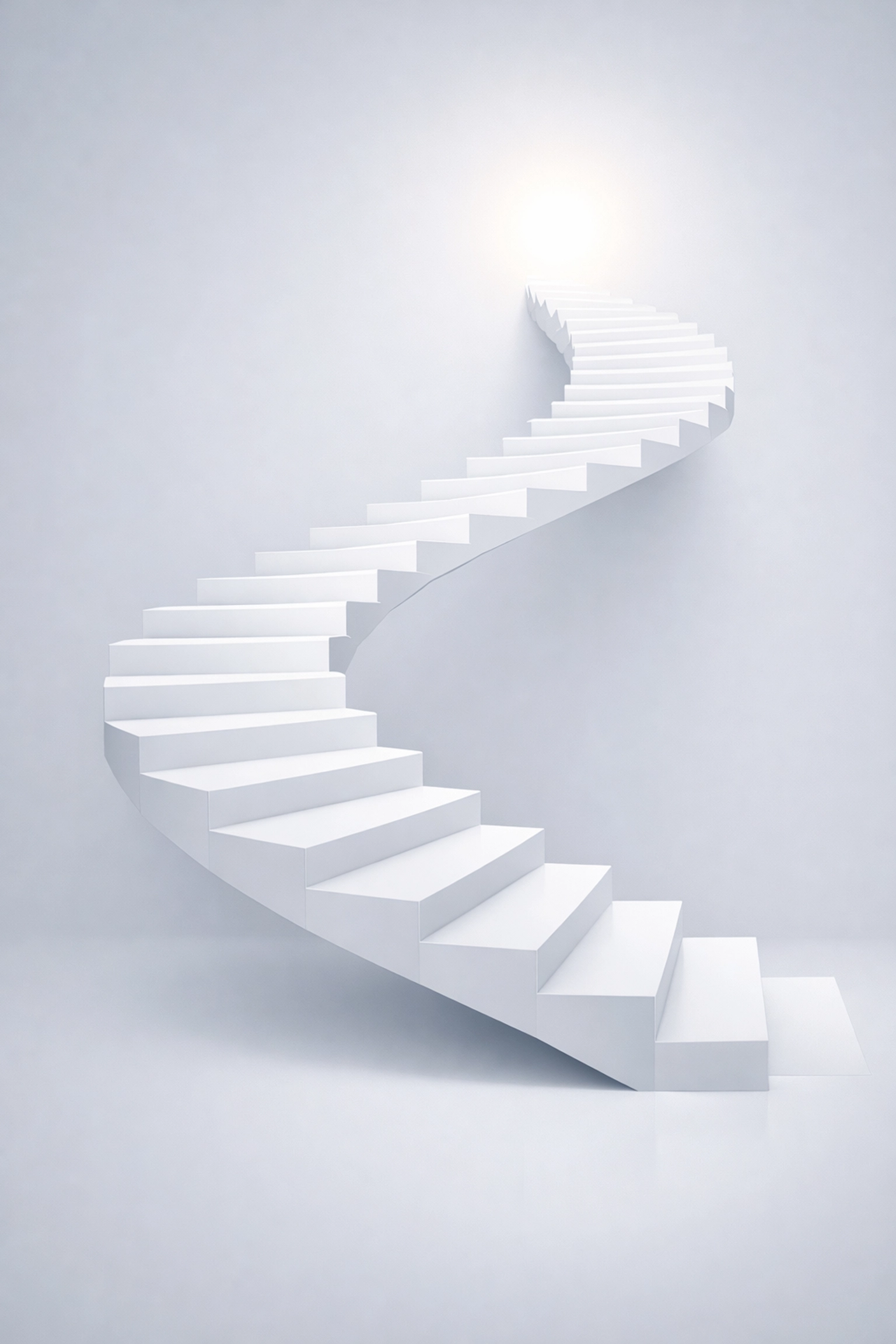 Clean spiral staircase illustrating the growth journey for chiropractic practice local SEO and success.
